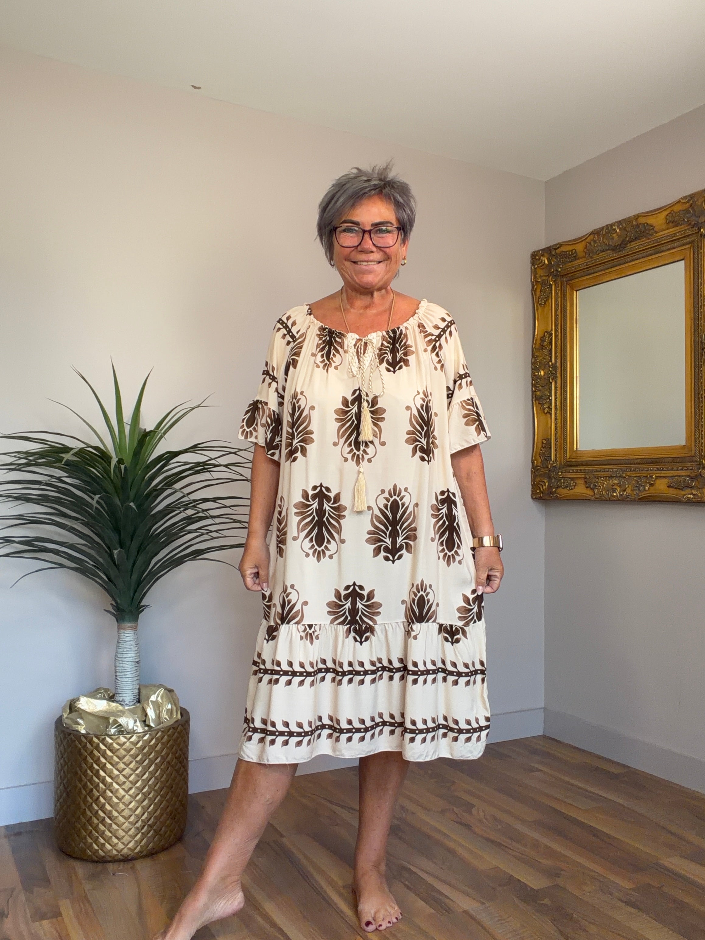 Damask Bardot Dress