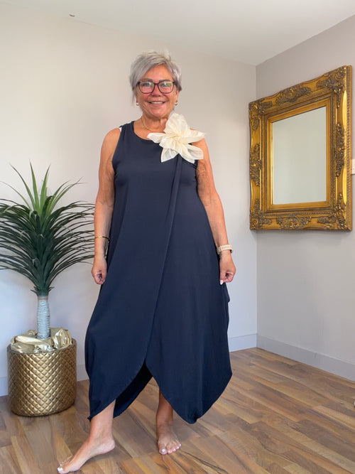 Calista Corsage Crossover Dress