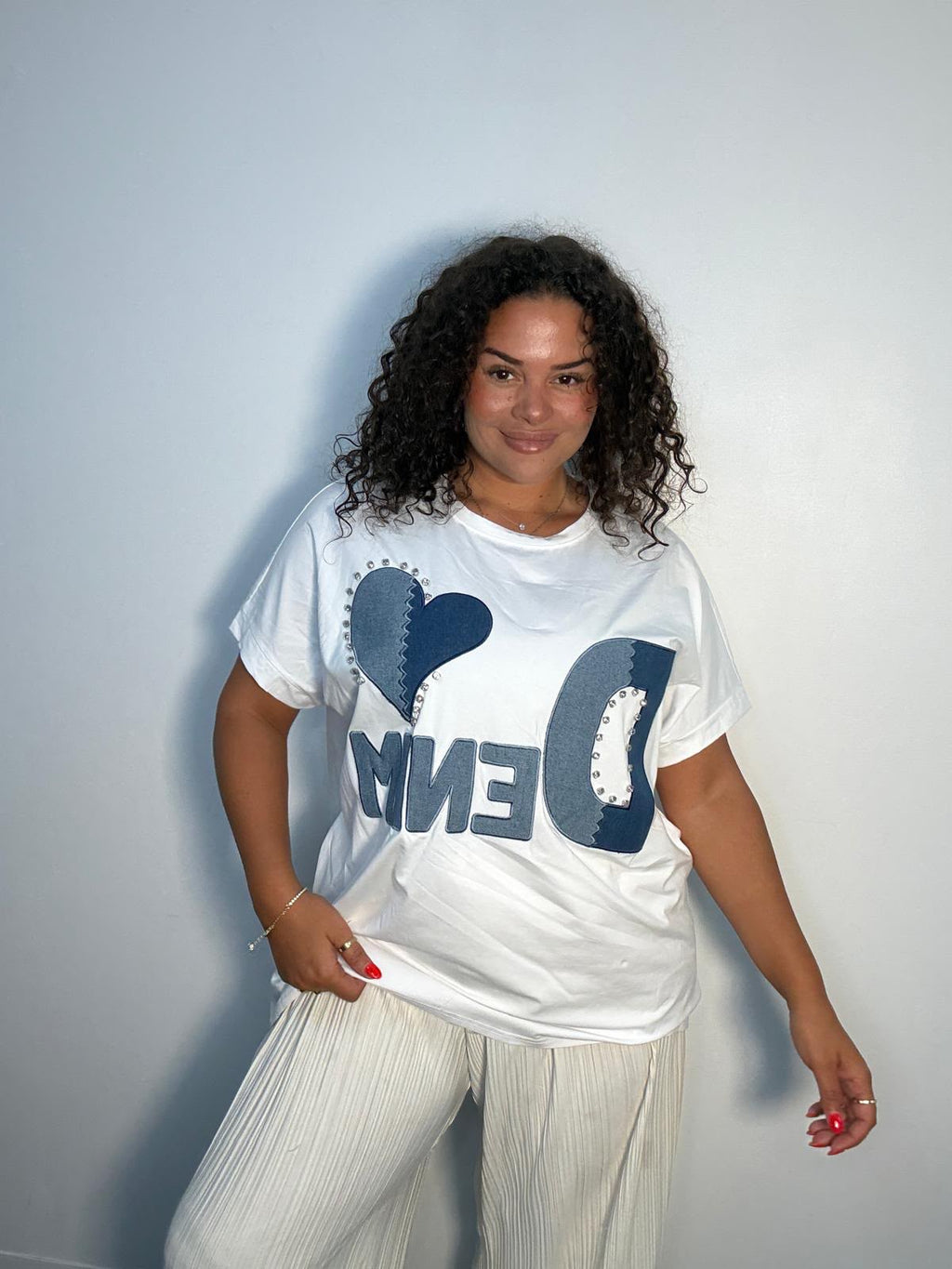 Denim White T -Shirt