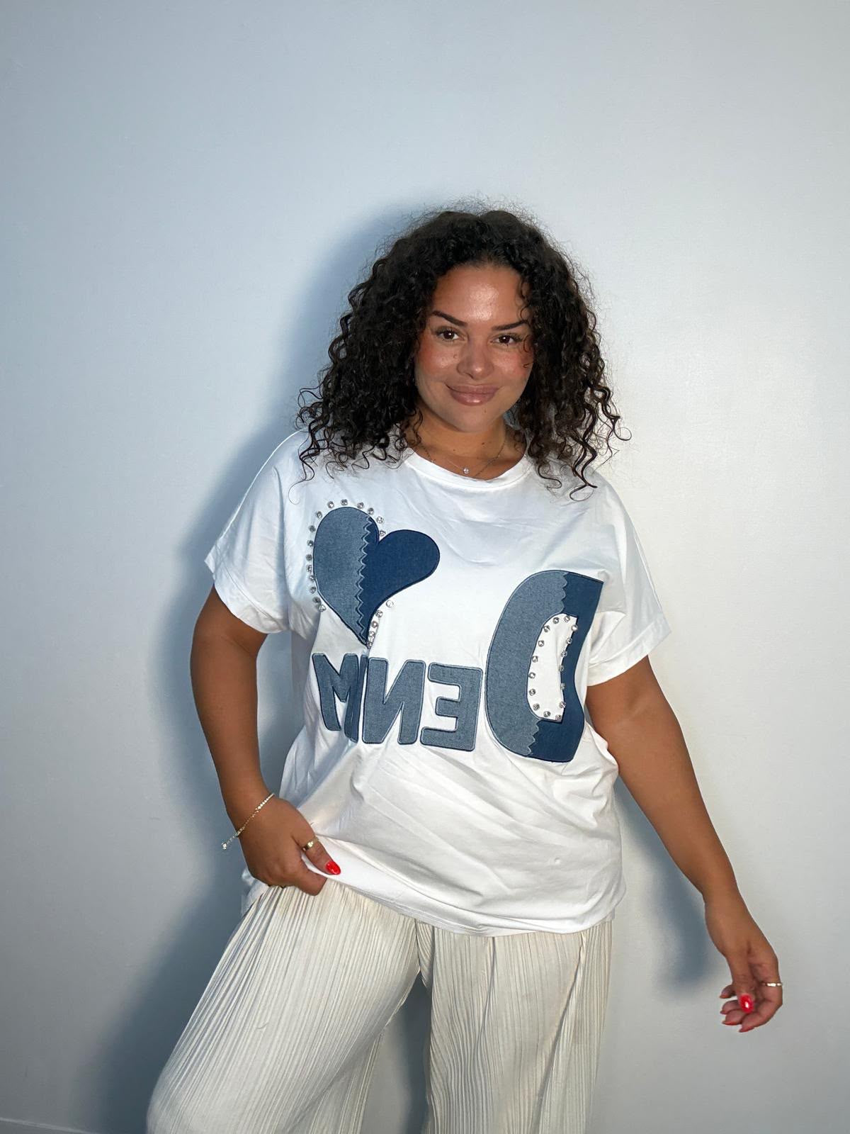 Denim White T -Shirt