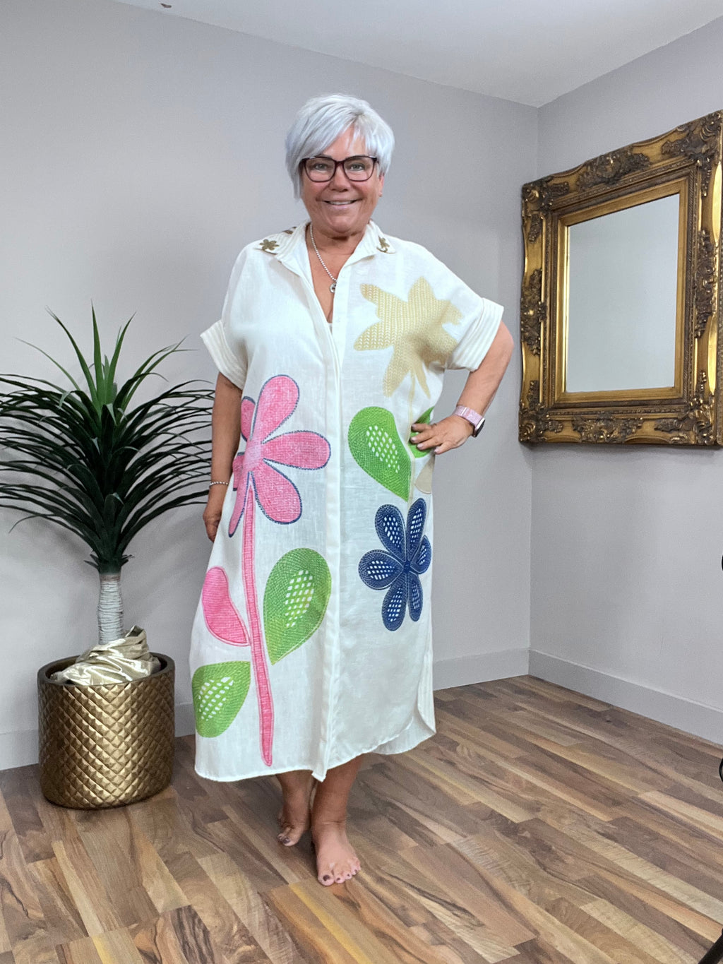 Summer Floral Shirt Dress