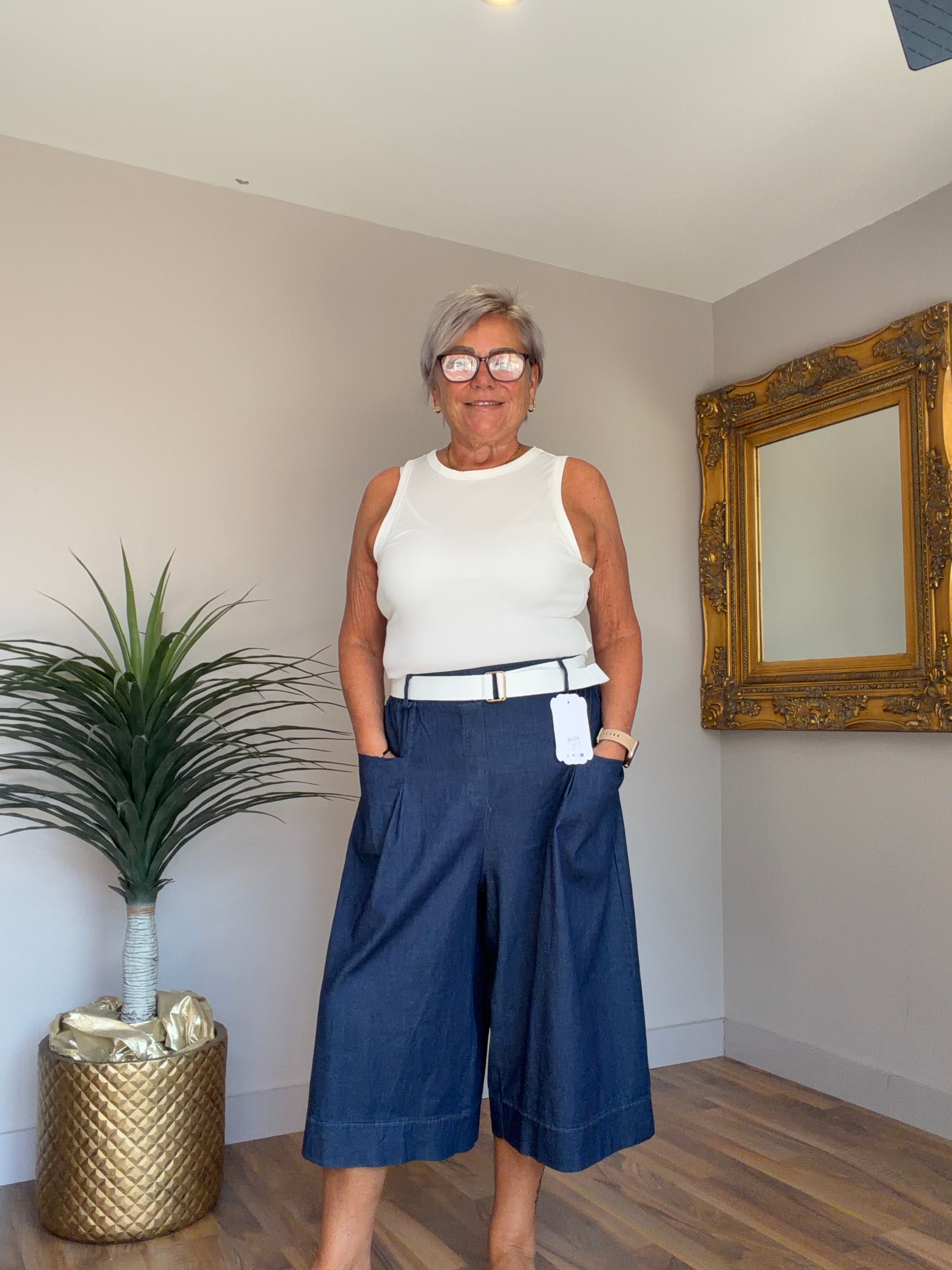 Deena Dark Denim Lightweight Culottes