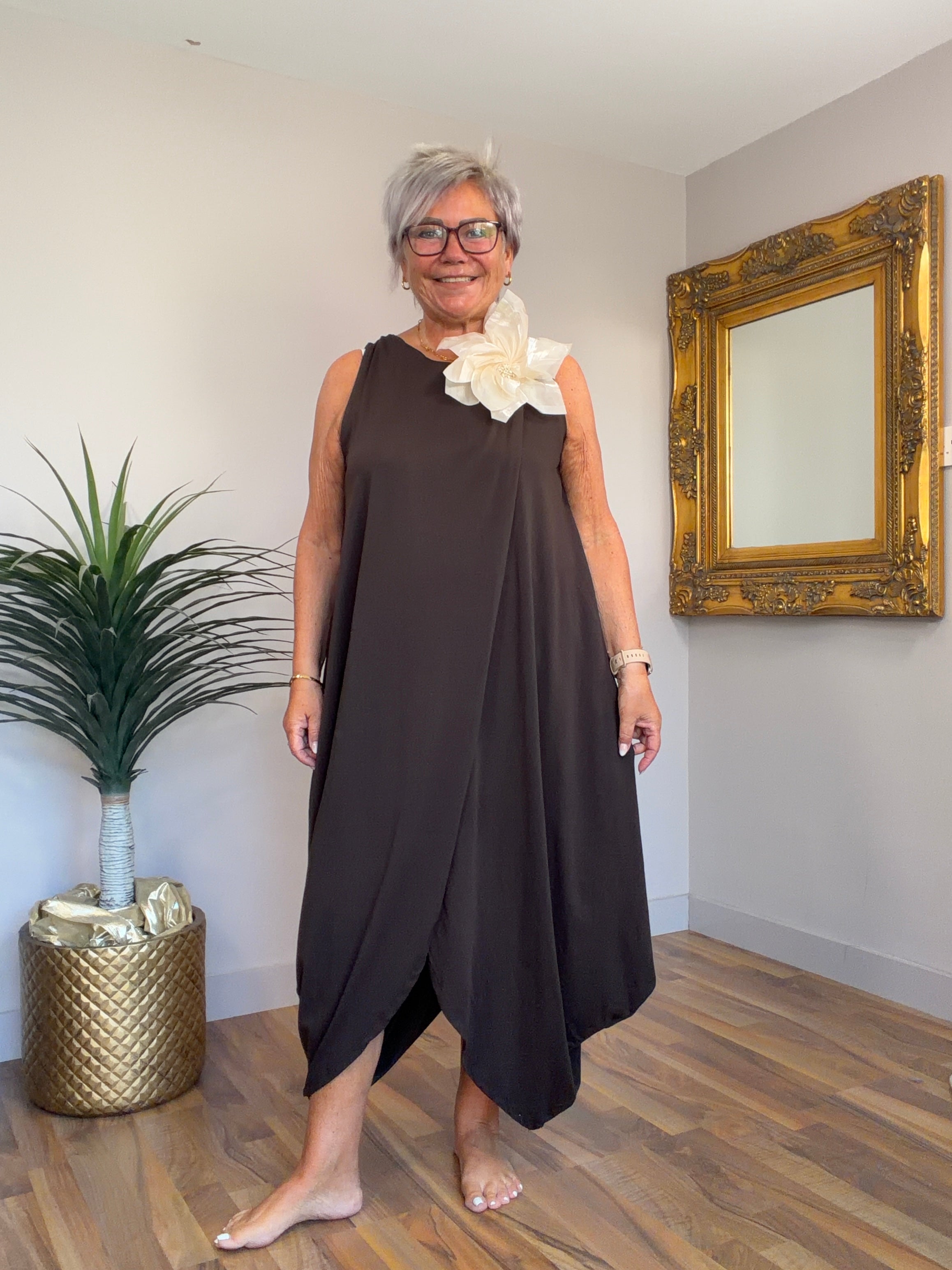 Calista Corsage Crossover Dress