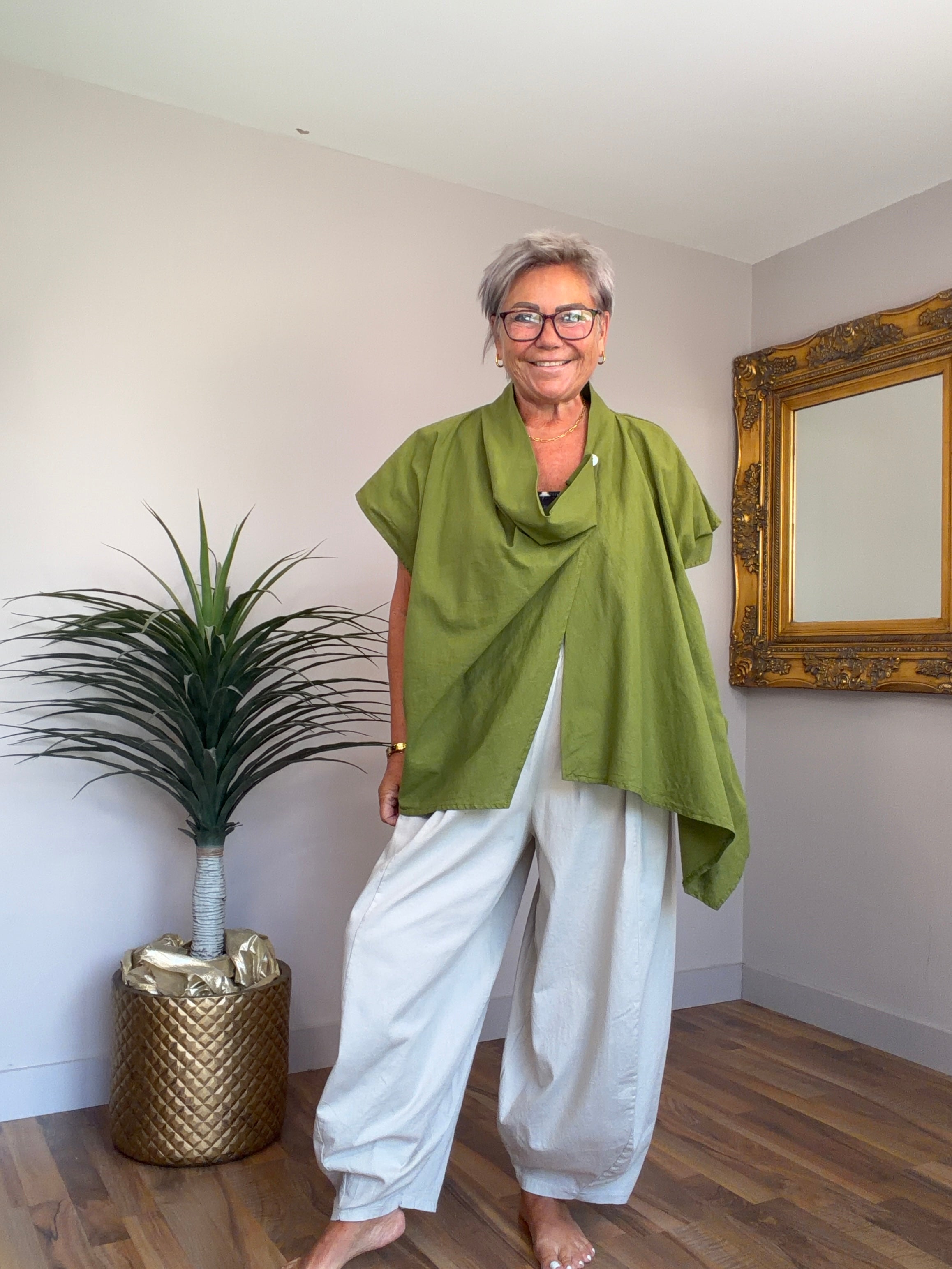 Trendy Linen Mix Crossover Jacket