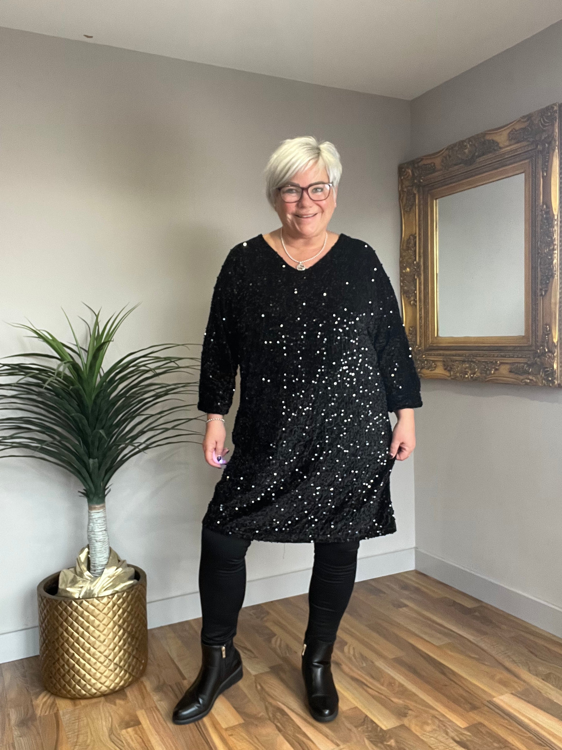 🔥 Sale No Return - Glitz Sequin Tunic Dress