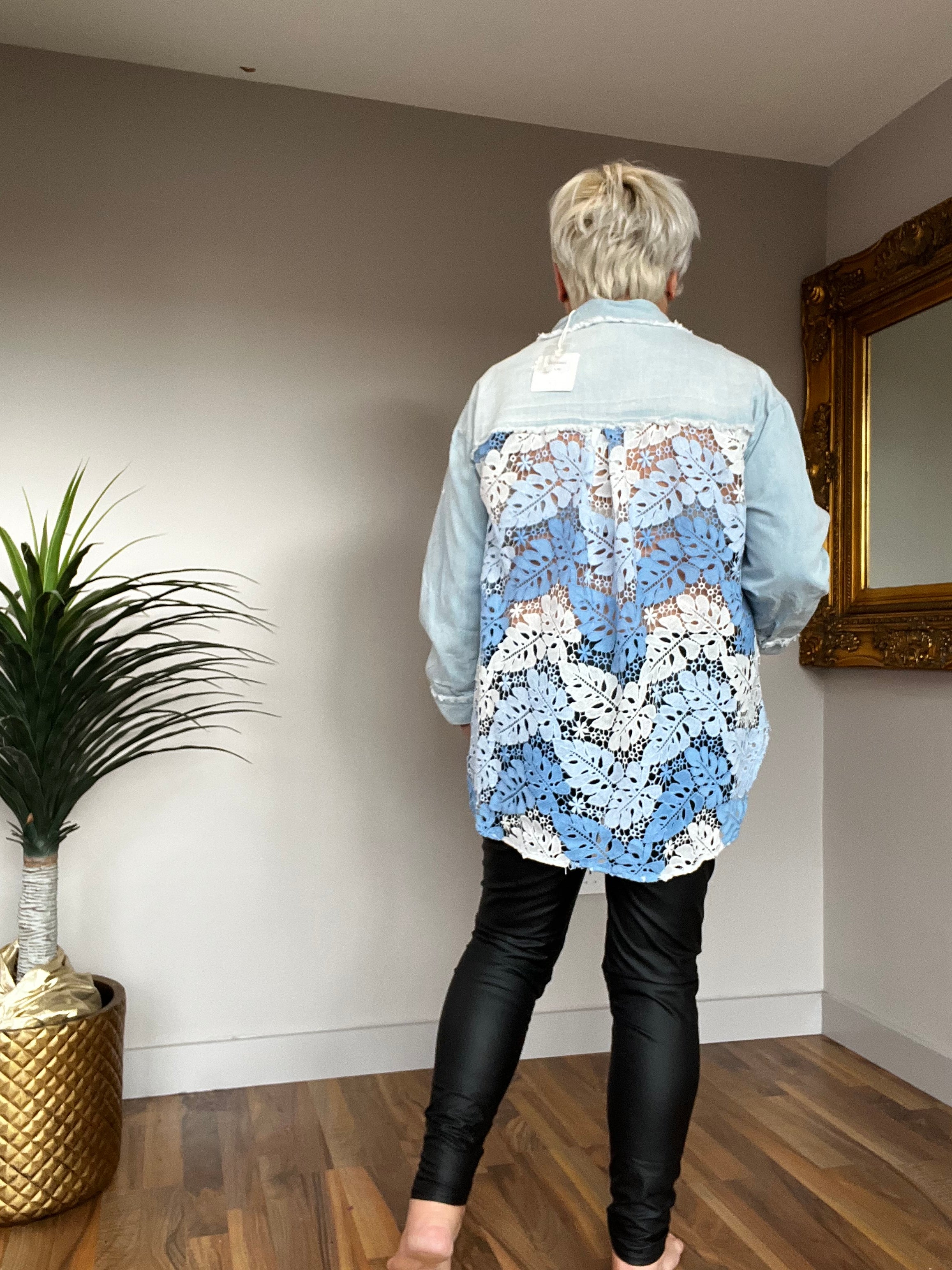 🔥 Sale No Return - Dannie Light Denim Crochet Shirt