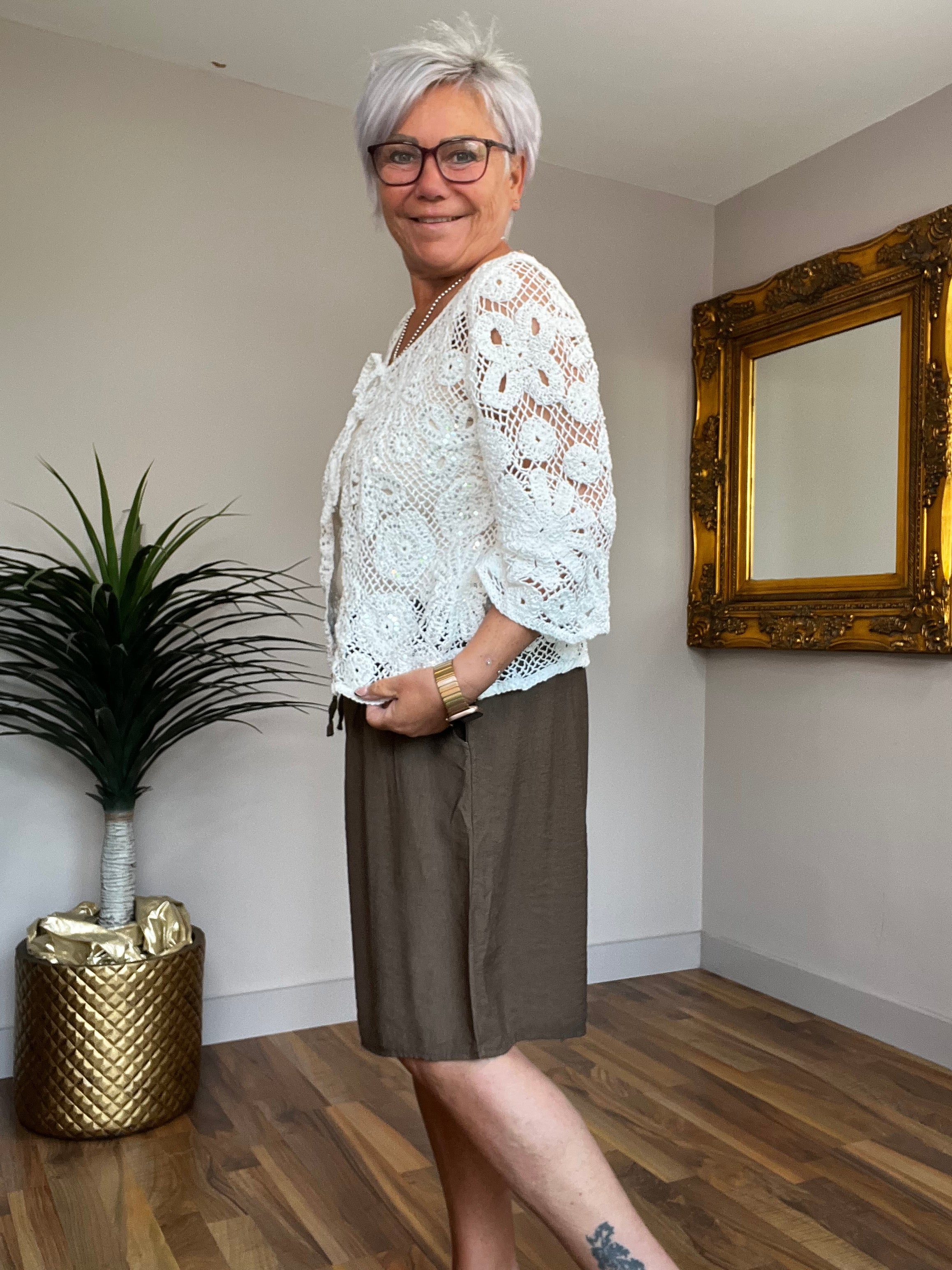 Crochet & Sequin Tie Bolero