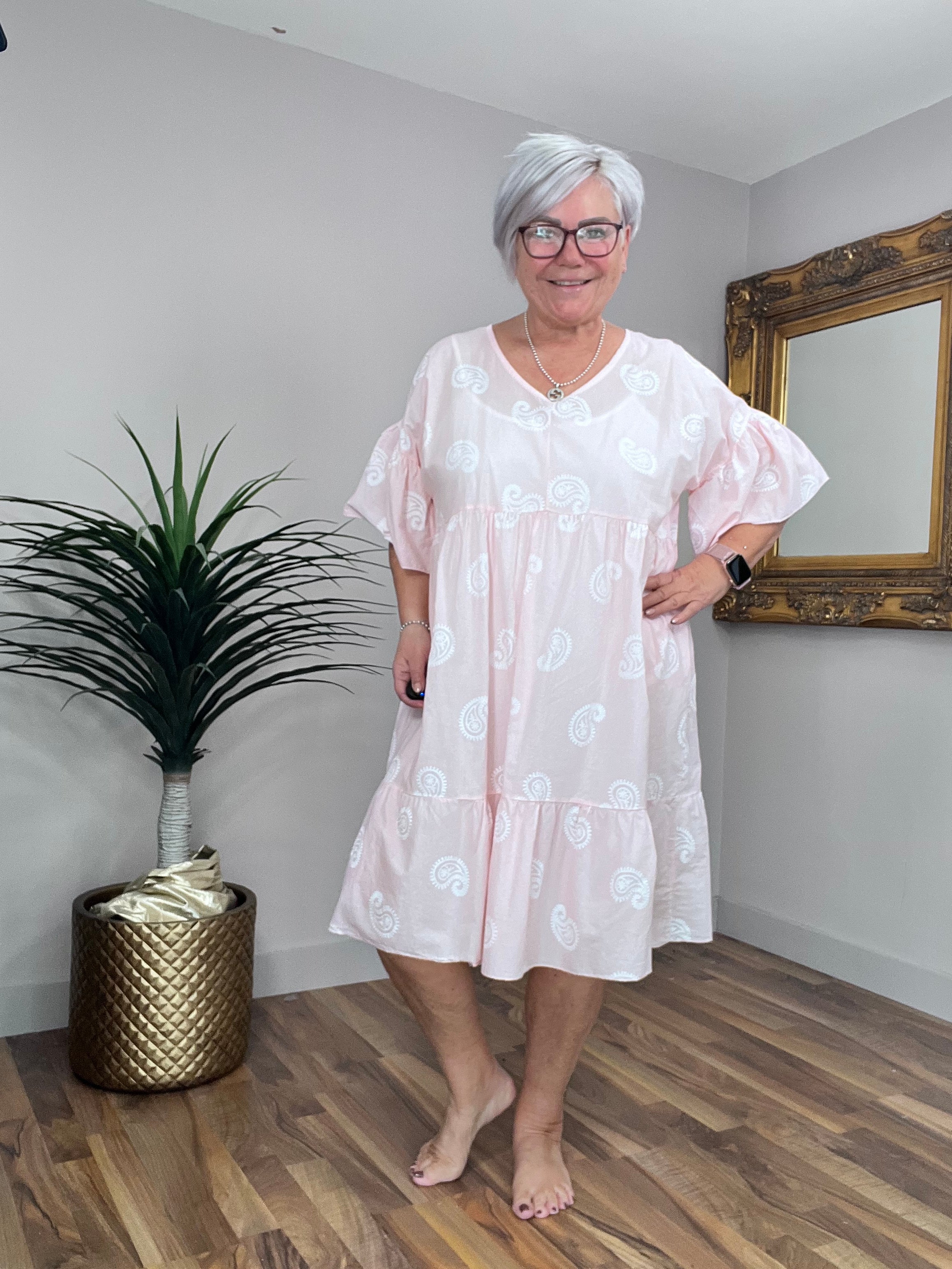 🔥 Sale No Return - Cotton Lightweight Paisley Smock Style Dress/Cover Up