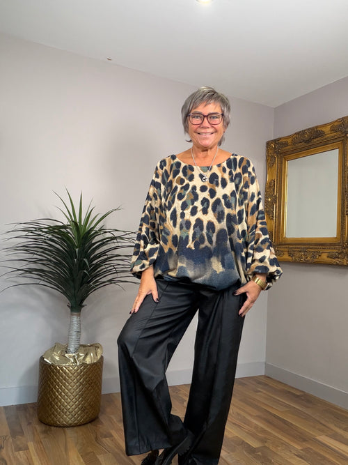 Animal Print Balloon Hem Top