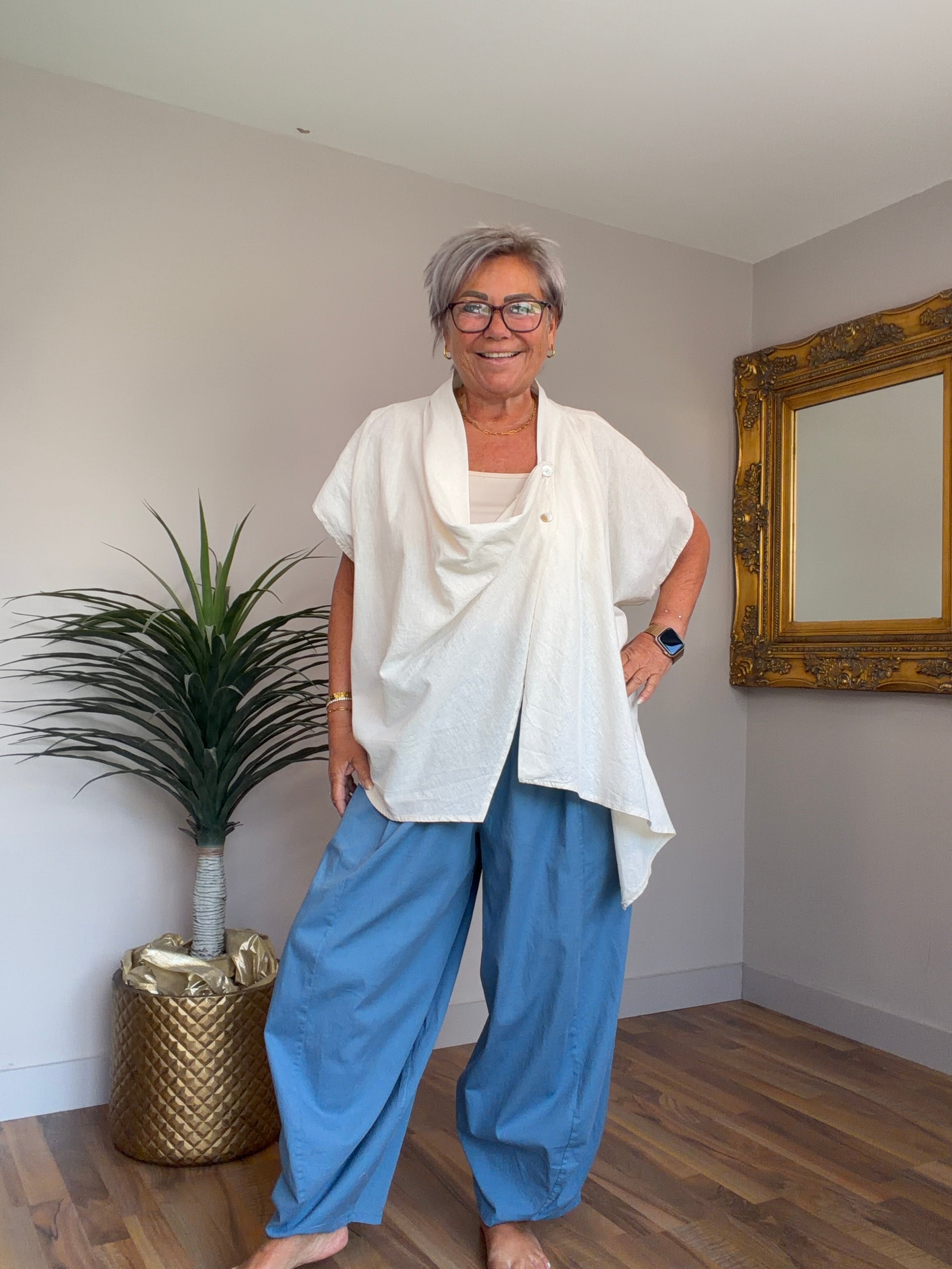 Bonita Barrel Leg Posh Cotton Pants