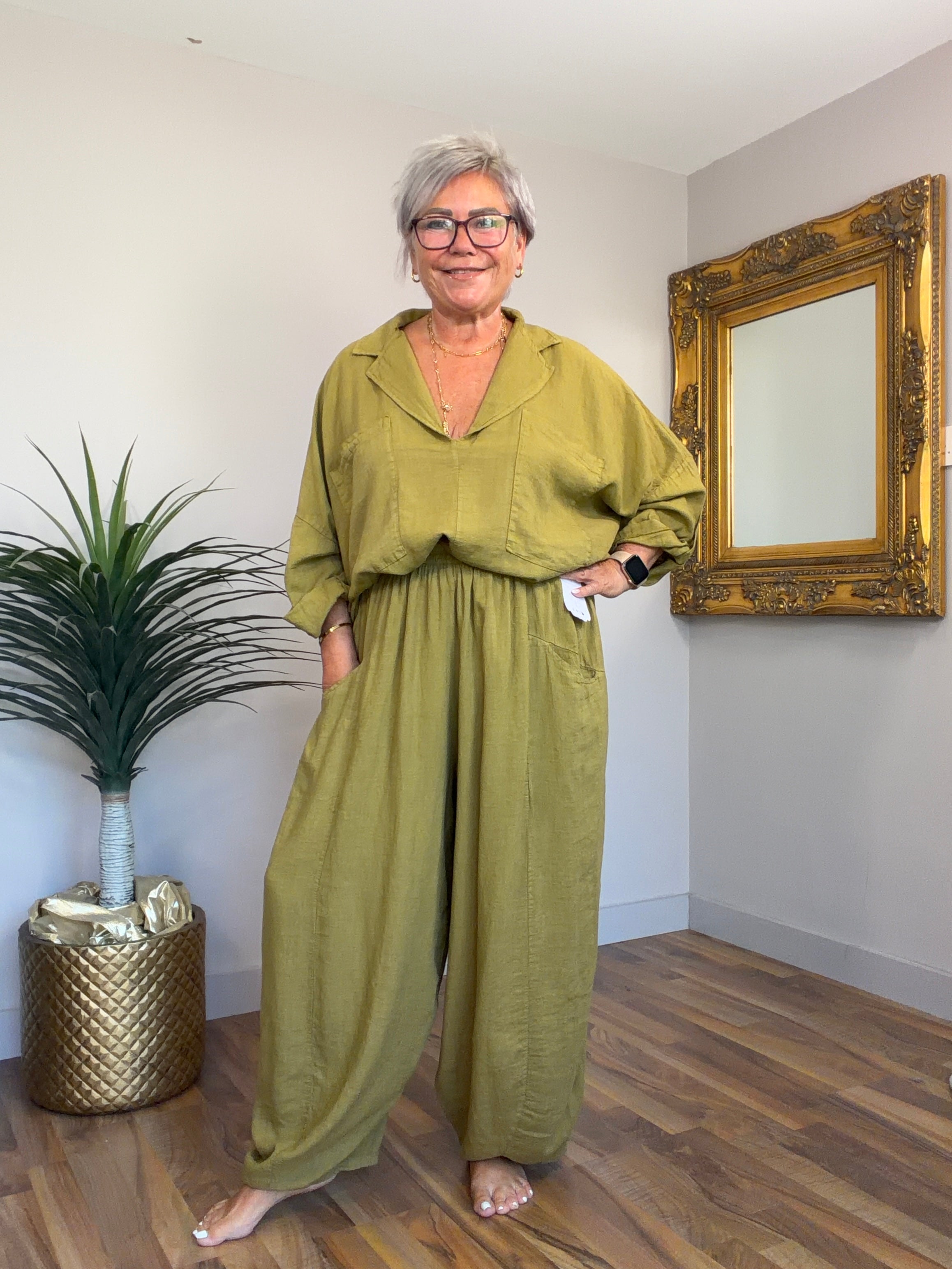 Lucinda Barrel Leg Linen Mix Pants (matching top available)
