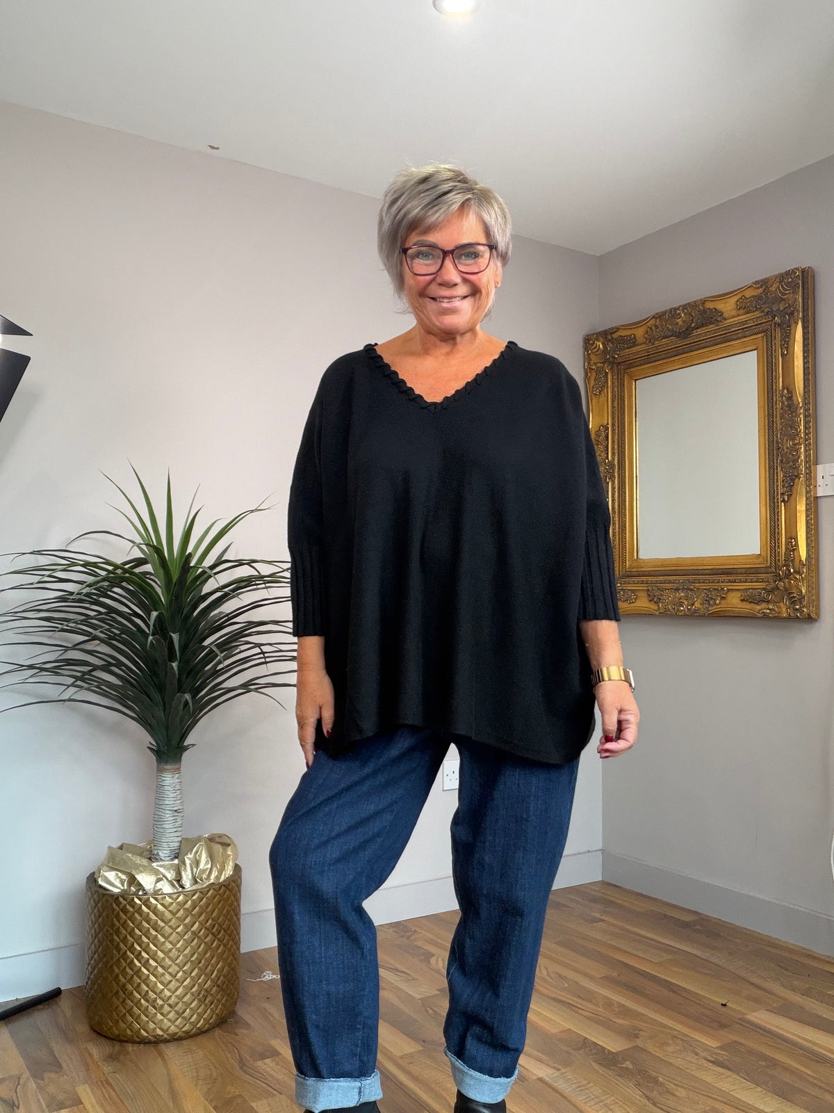 🔥 Sale No Return - Cable V Neck Knit Top