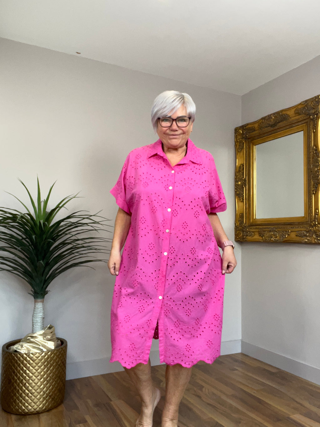 Broiderie Anglaise Shirt Dress/Cover Up
