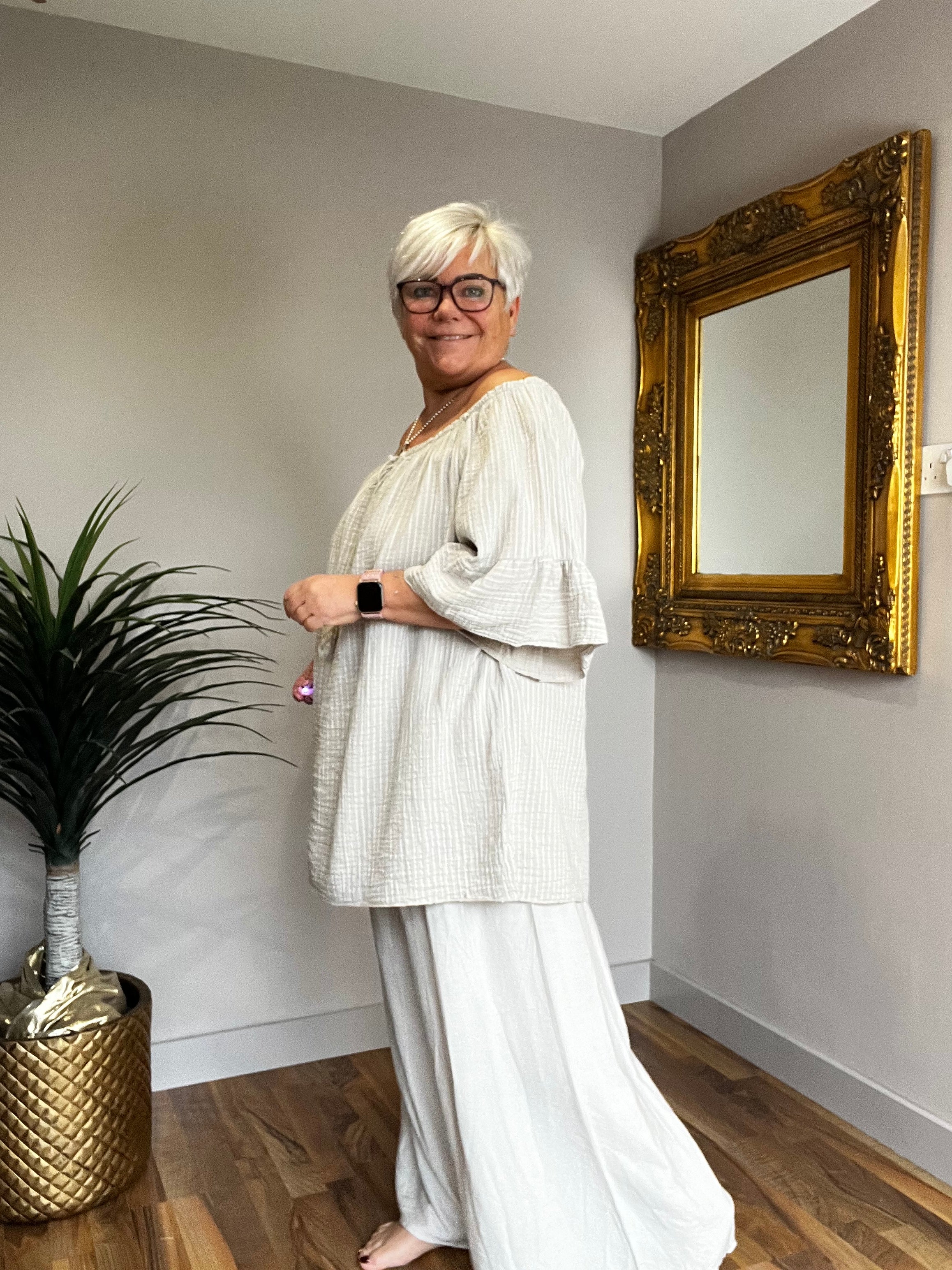 🔥 Sale No Return - Suzi Stripe Bardot Top Only