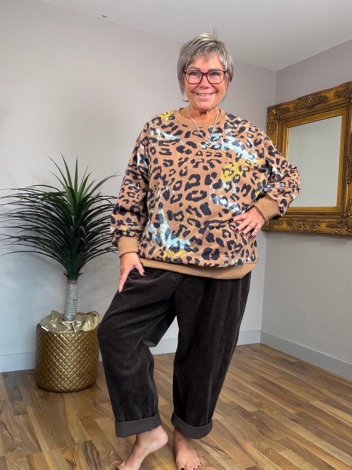Luxury Animal Print Graffiti Sweat Top