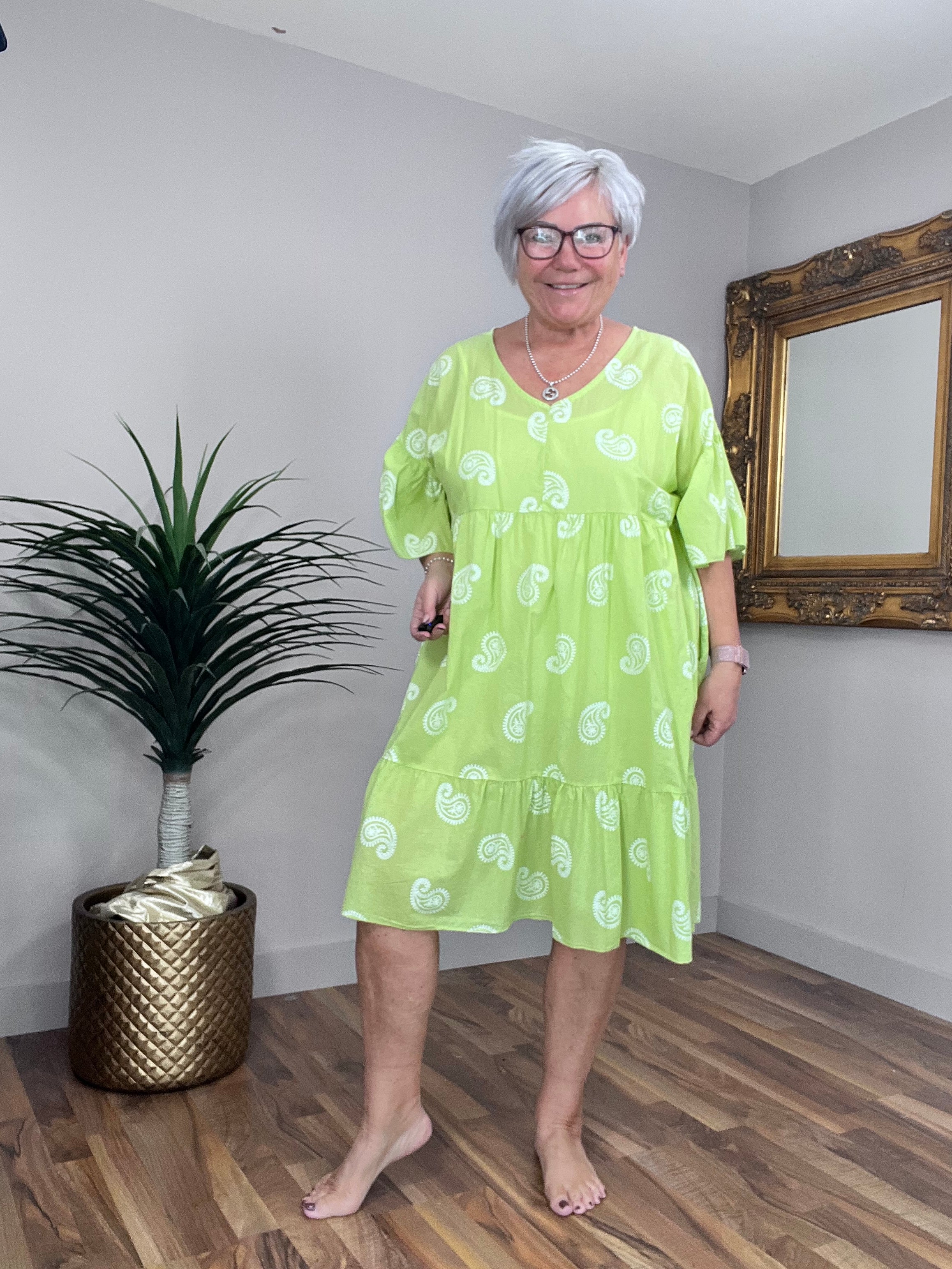 🔥 Sale No Return - Cotton Lightweight Paisley Smock Style Dress/Cover Up