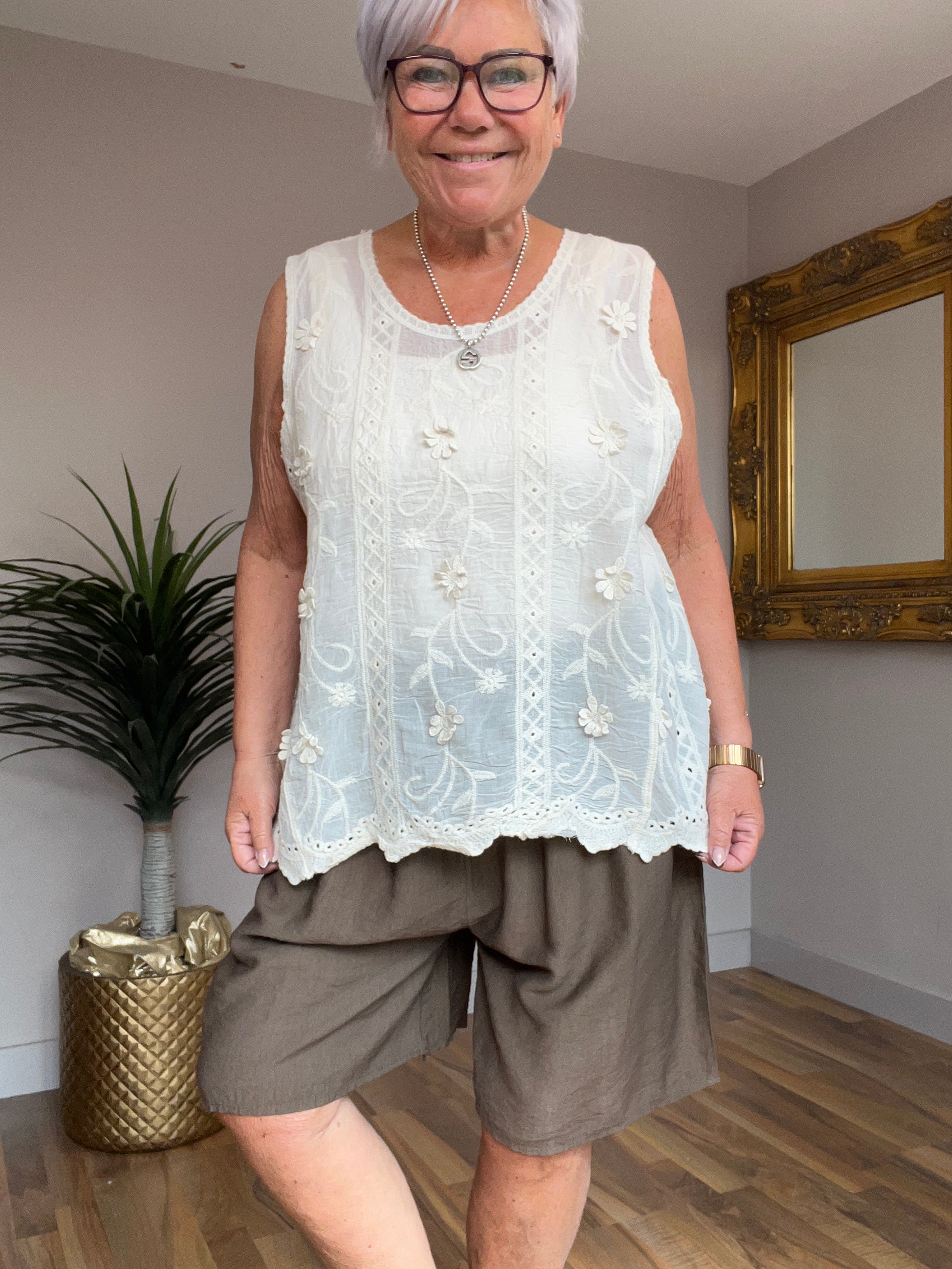 Embroidered Vest Top