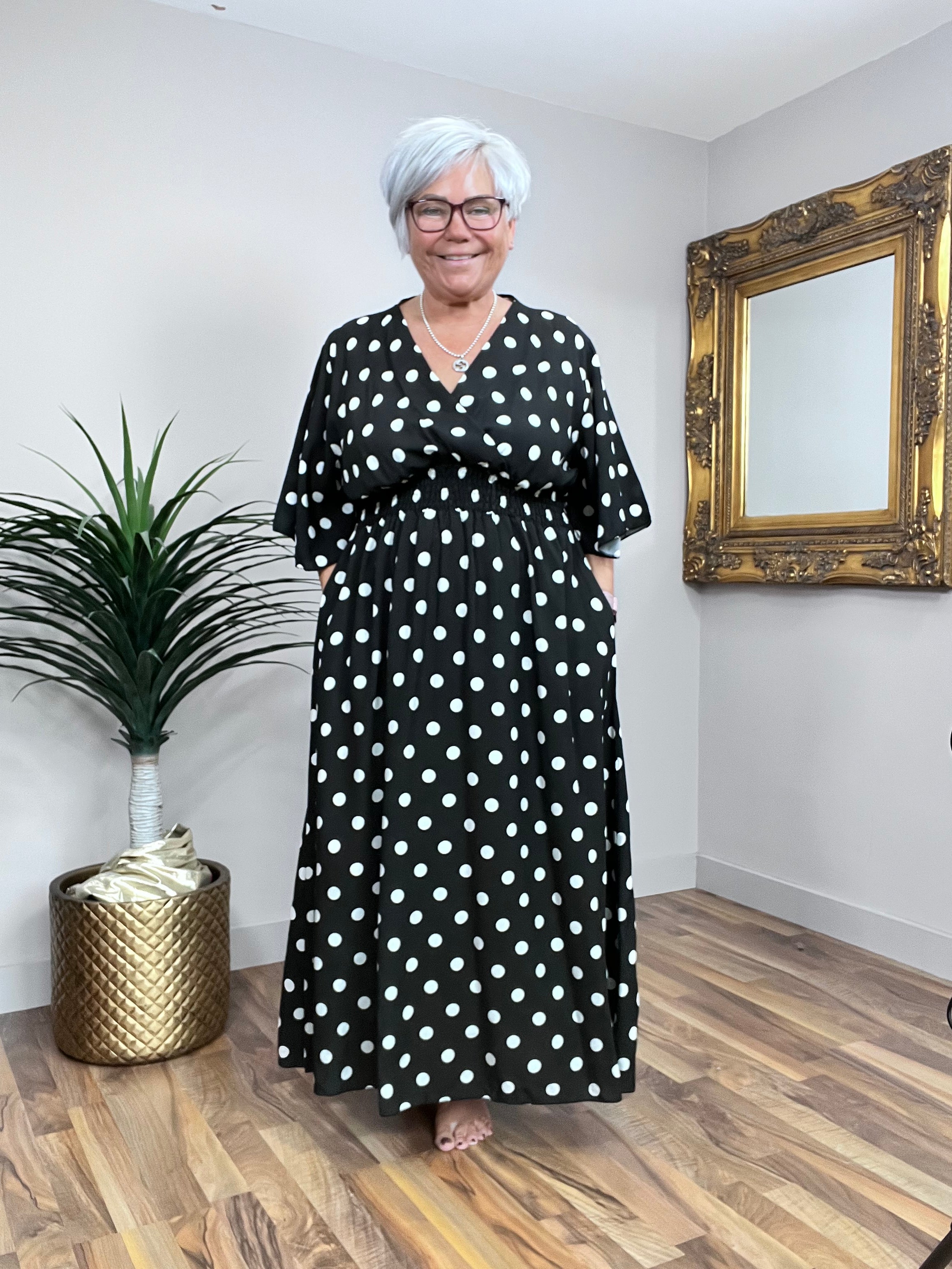 Polka Dot mock wrap Dress