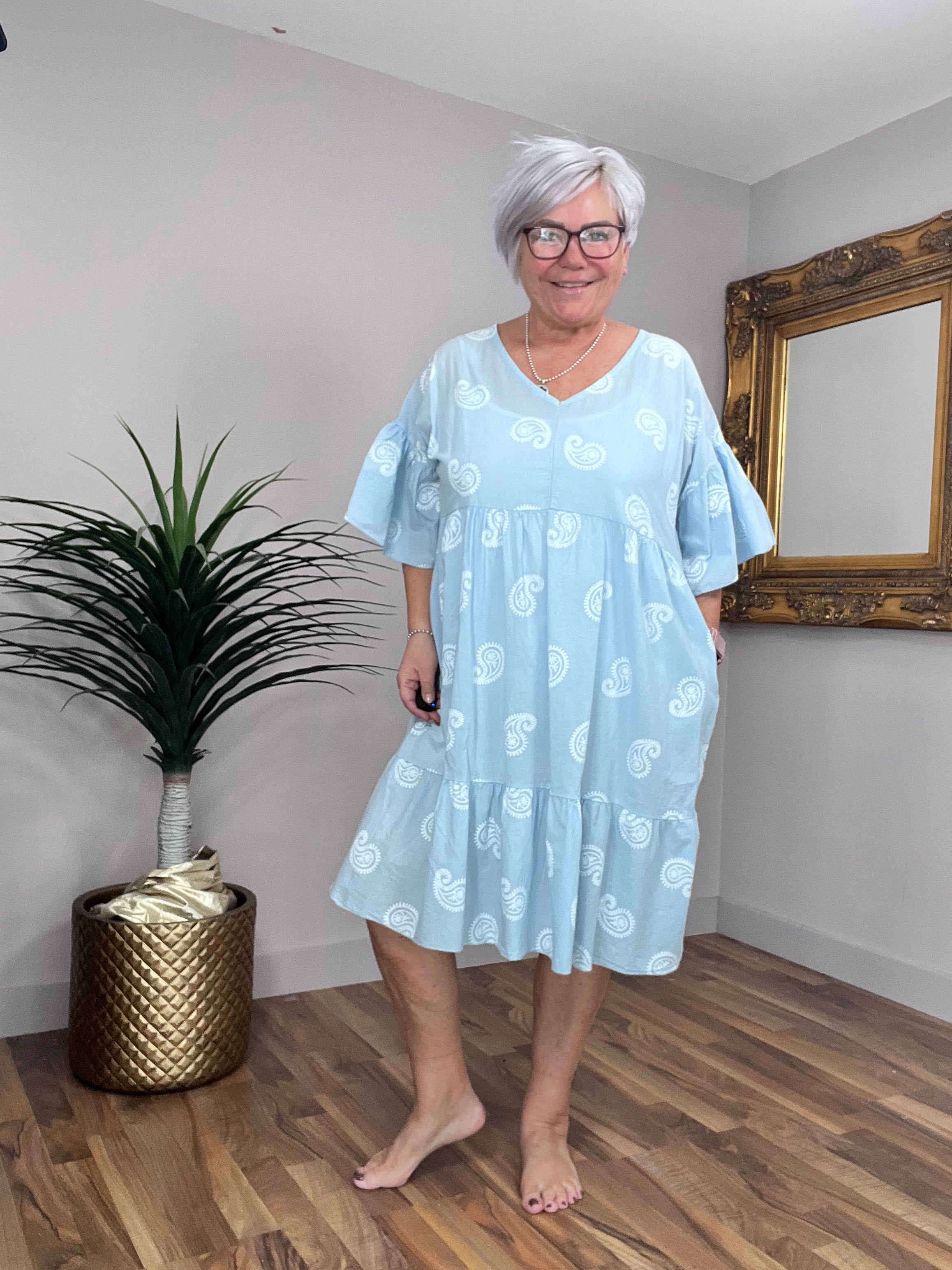 🔥 Sale No Return - Cotton Lightweight Paisley Smock Style Dress/Cover Up