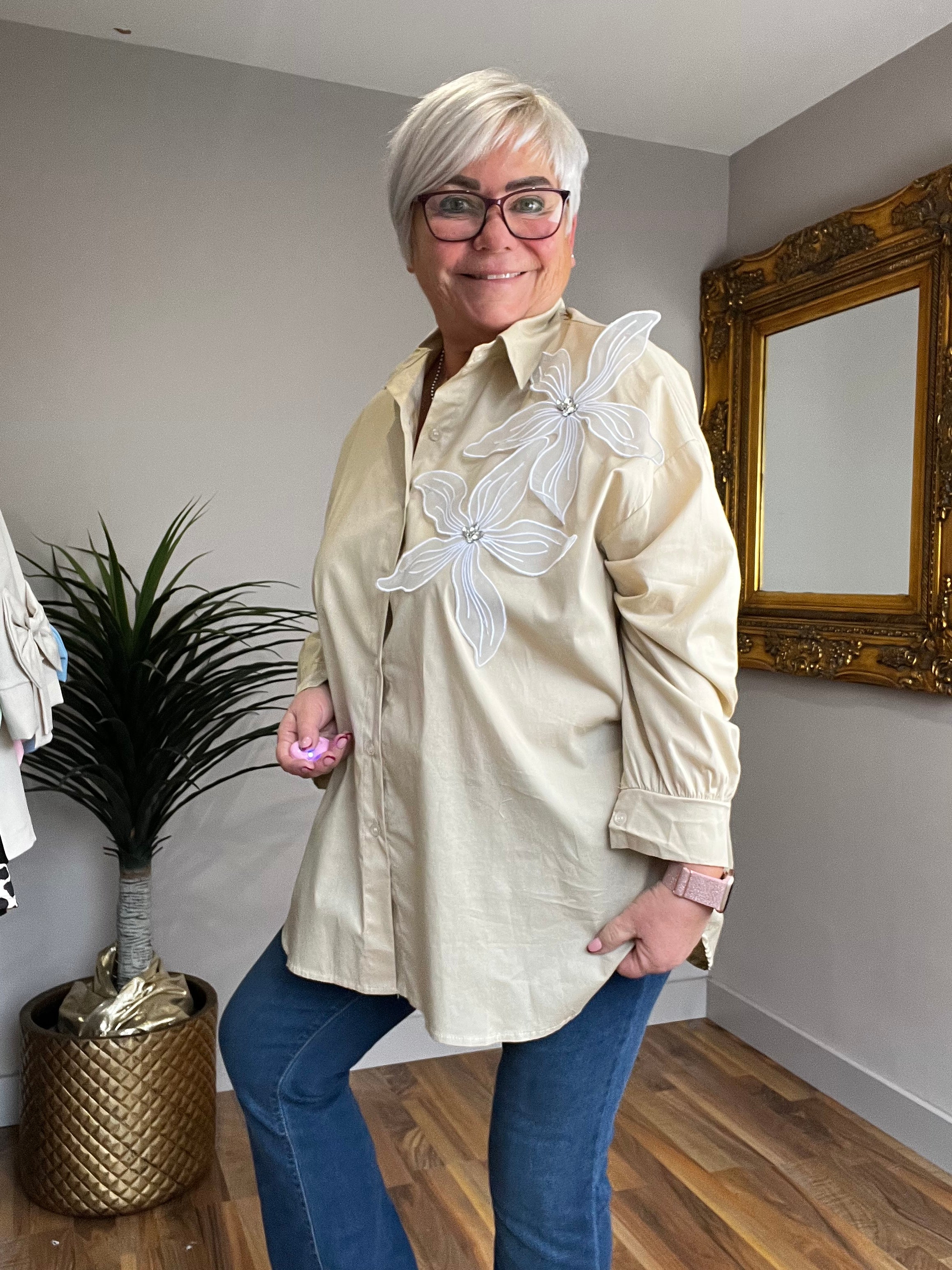 🔥 Sale No Return - Lily Cotten Diamanté Shirt