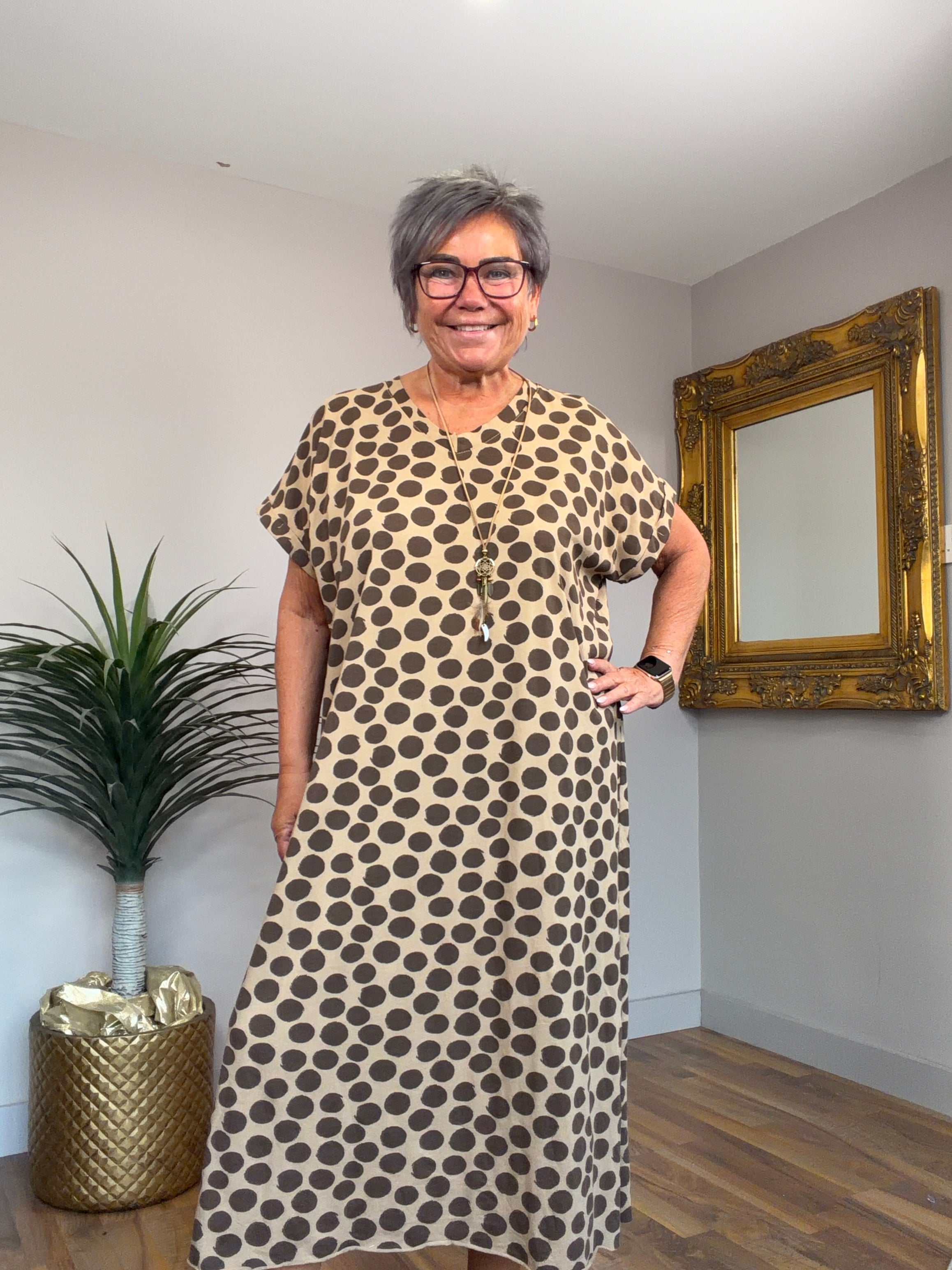 Petra Polka Dot Cotton/Jersey Dress