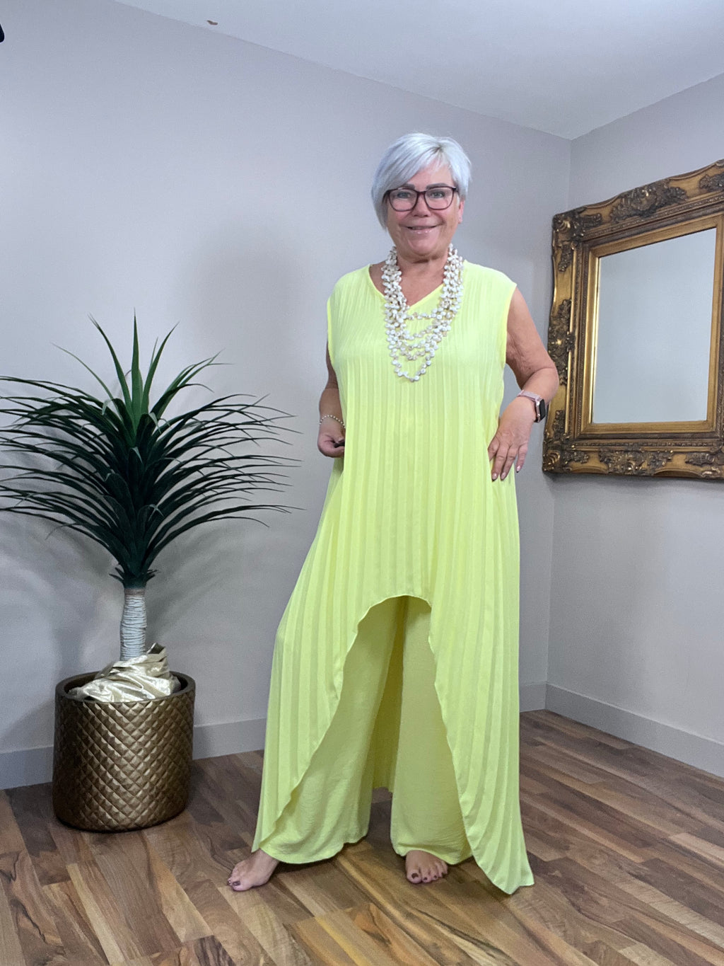 Pleated Bardot Dress