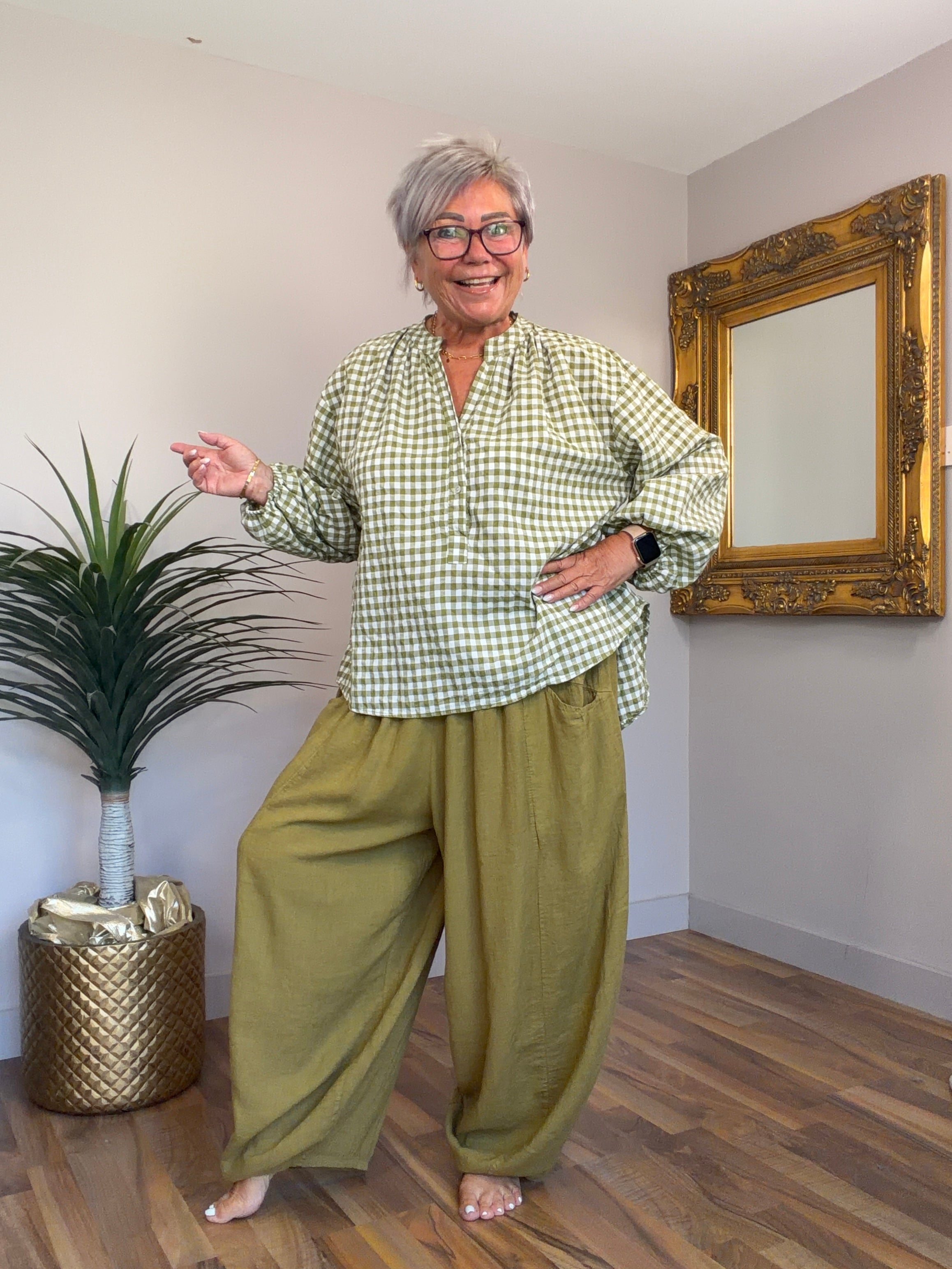 Golden Olive Gingham Co- Ord