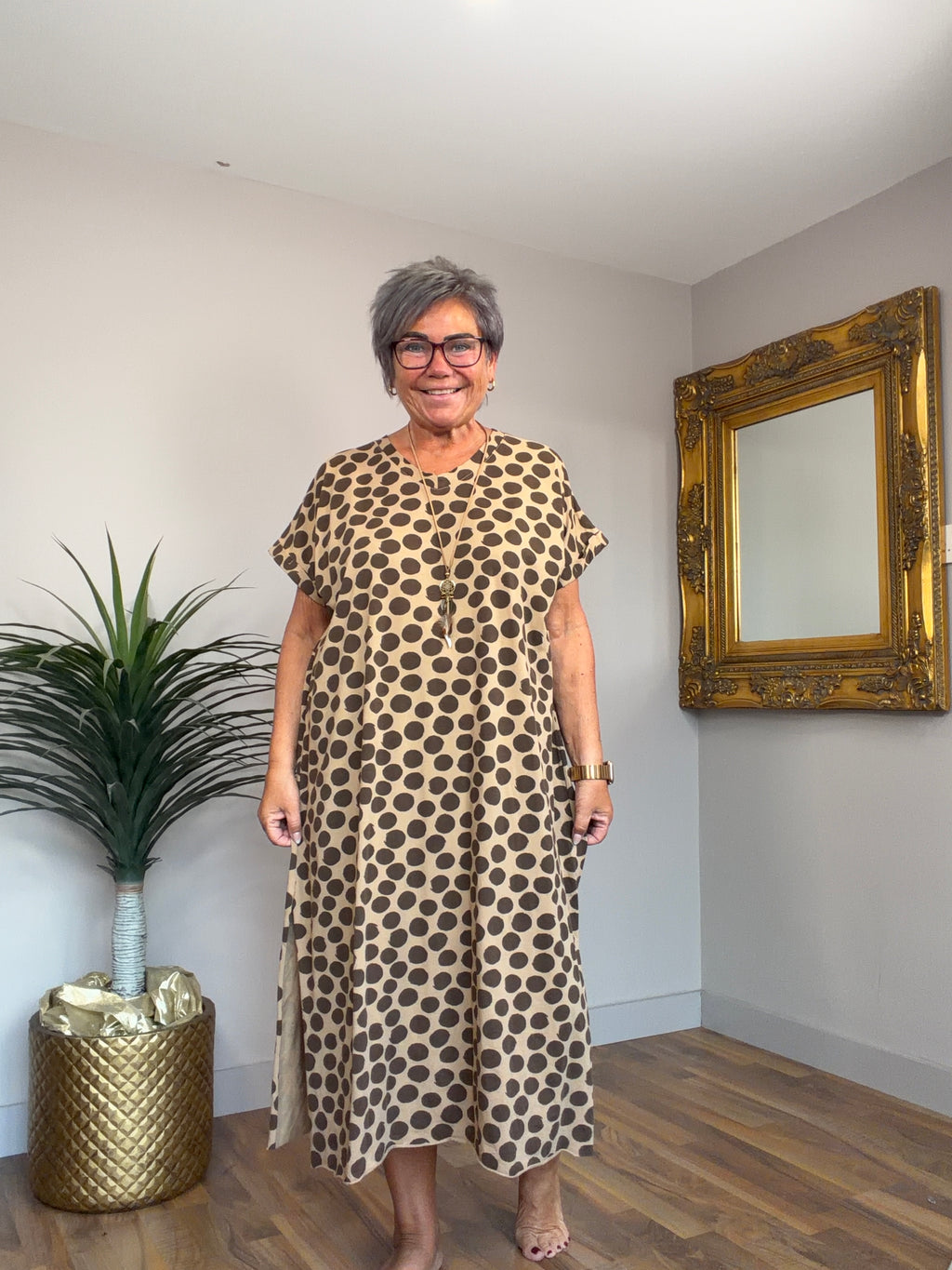 Petra Polka Dot Cotton/Jersey Dress