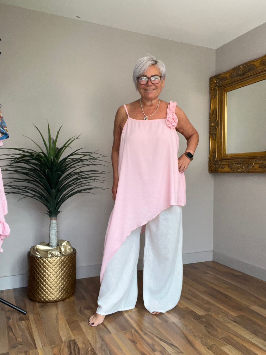 🔥 Sale No Return - Stunning Corsage Asymetric Top (Top Only)