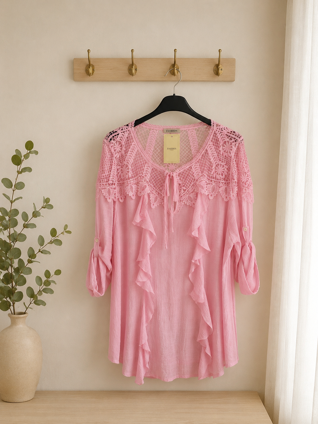 🔥 Sale No Return 🔥 Pink Lace Frill Top