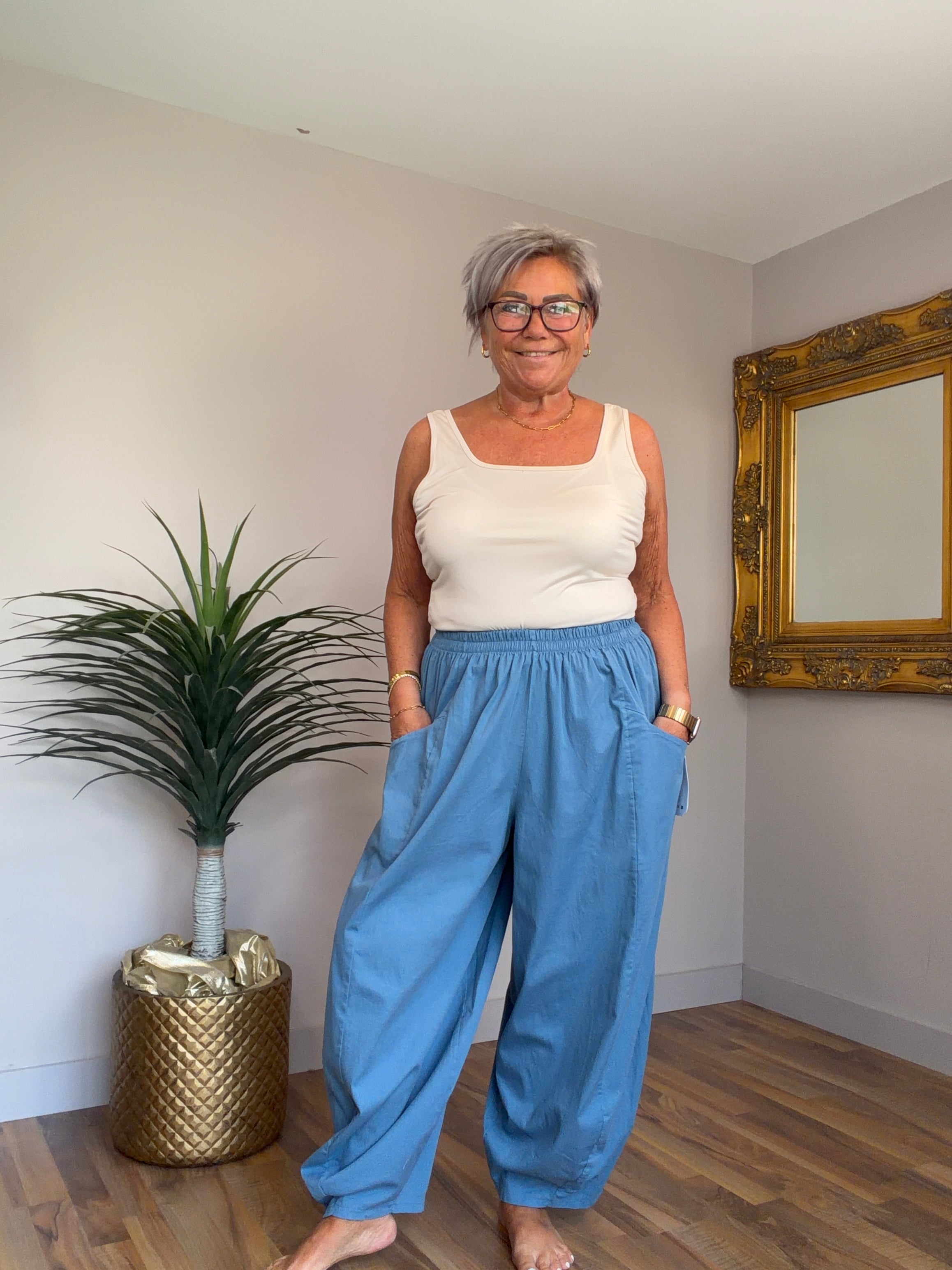 Bonita Barrel Leg Posh Cotton Pants