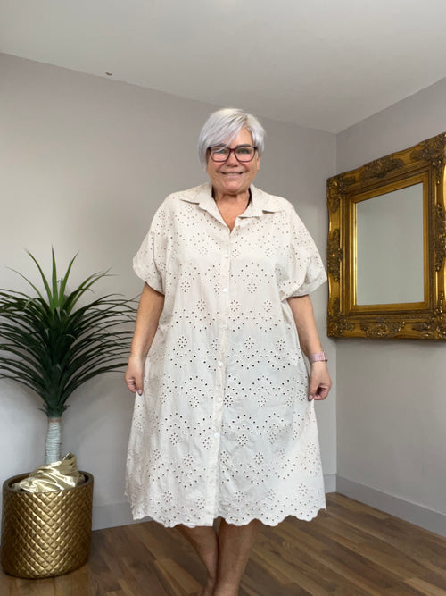 Broiderie Anglaise Shirt Dress/Cover Up