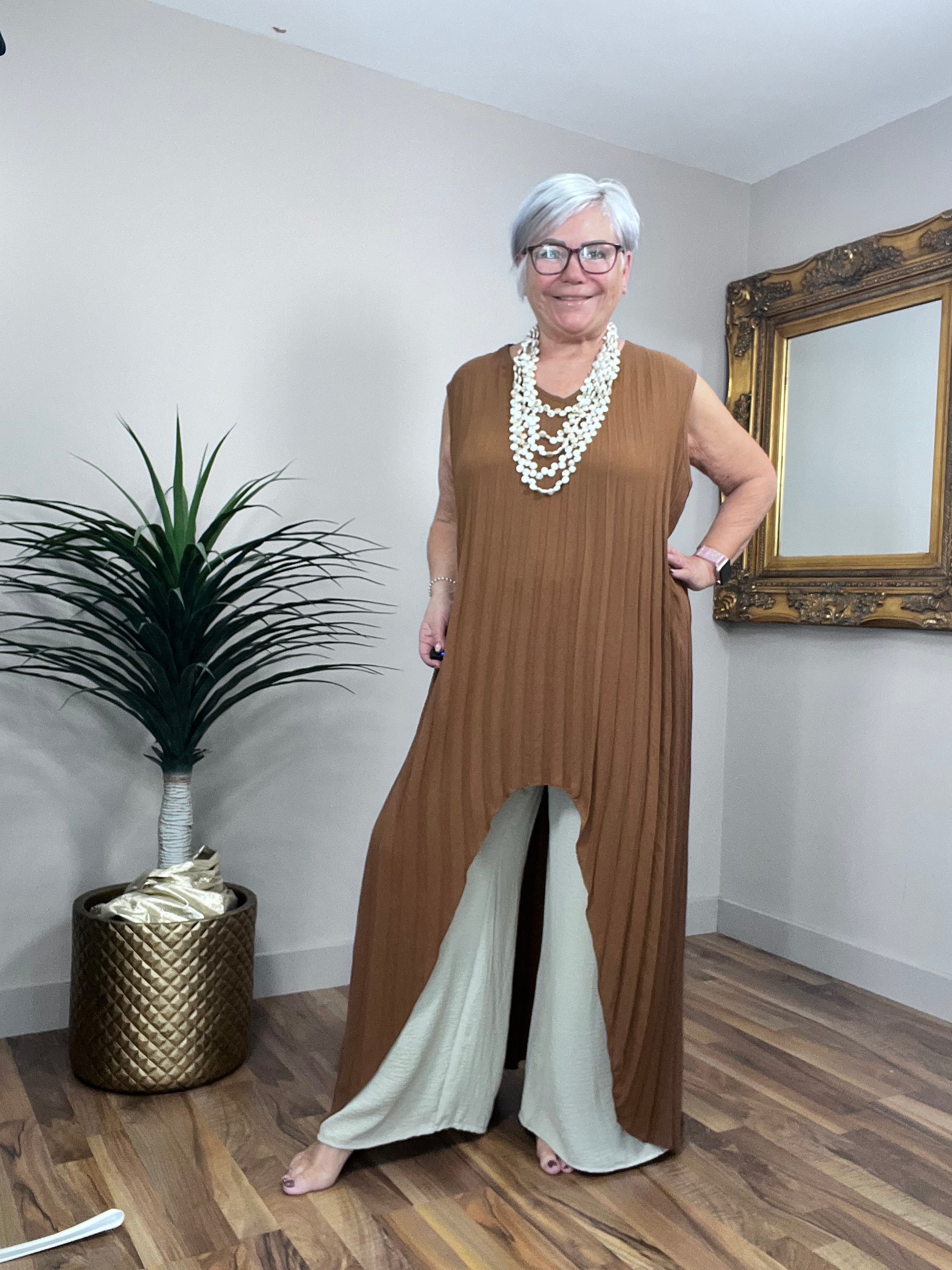 Pleated Bardot Dress