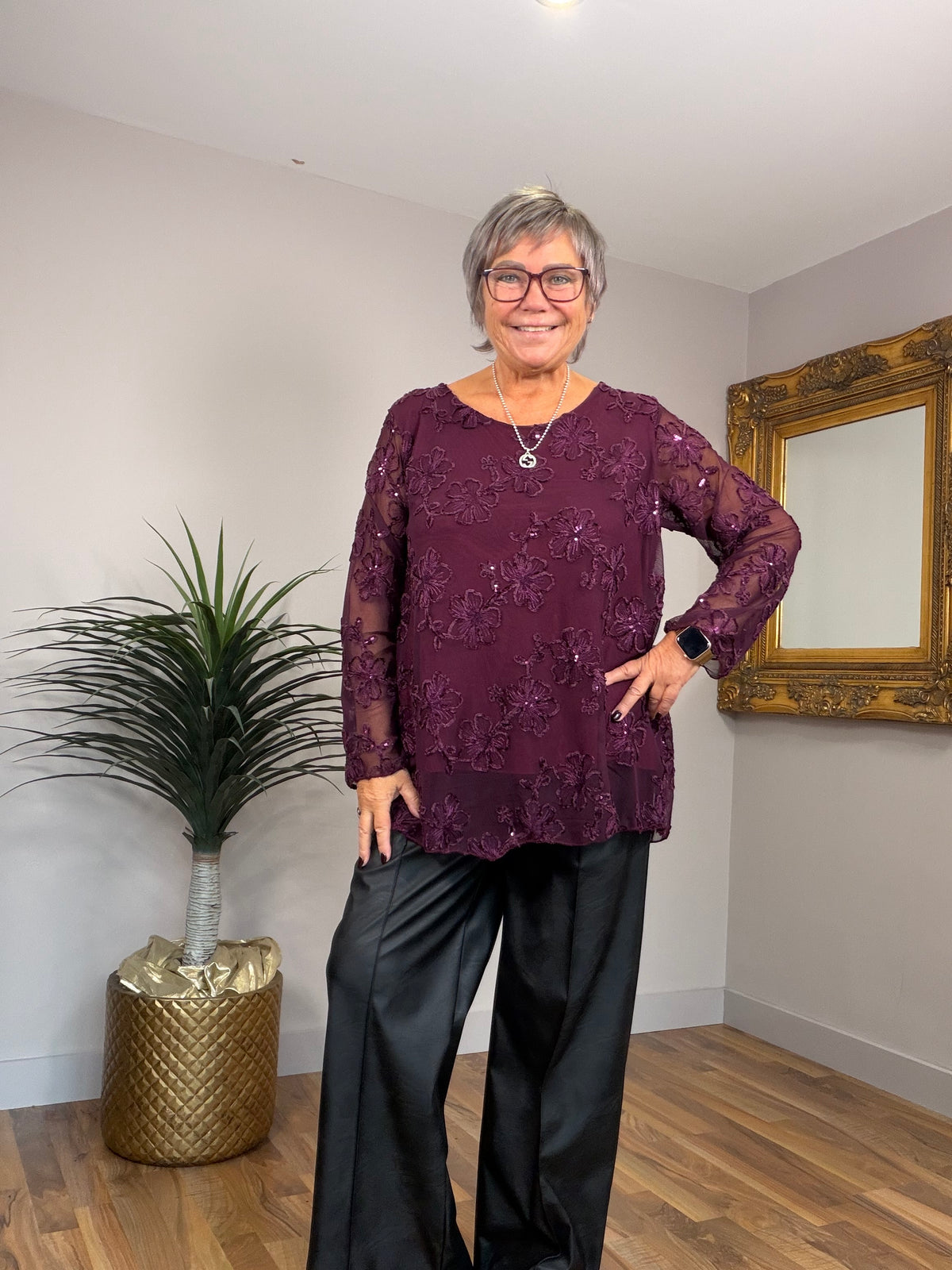 Embroidered Sheer Floral Top
