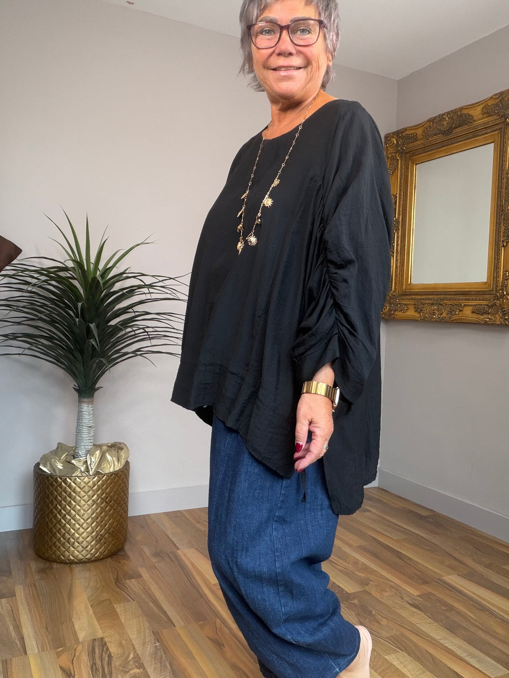 🔥 Sale No Return - Oversized Ruche Sleeve Top
