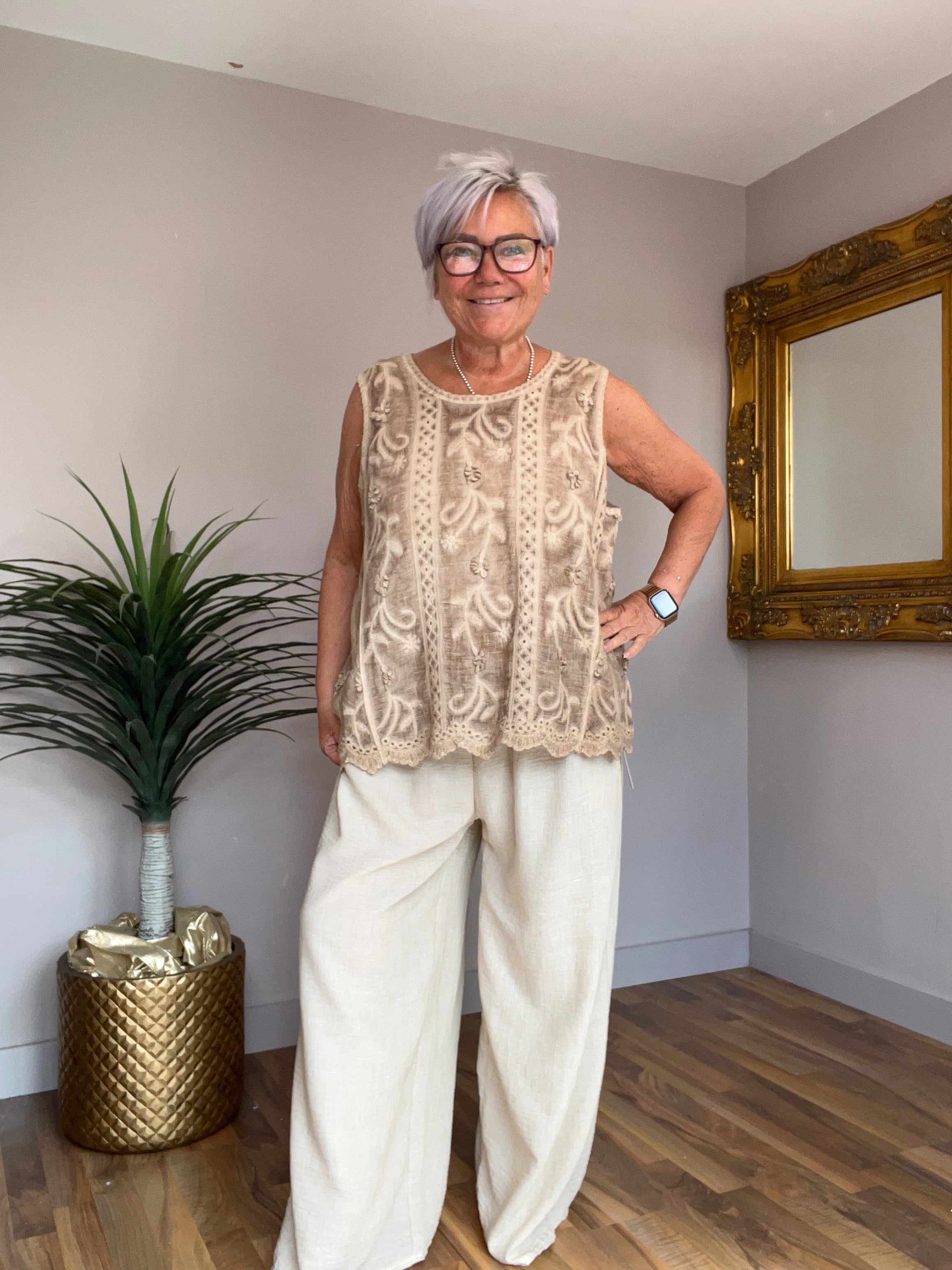Embroidered Vest Top
