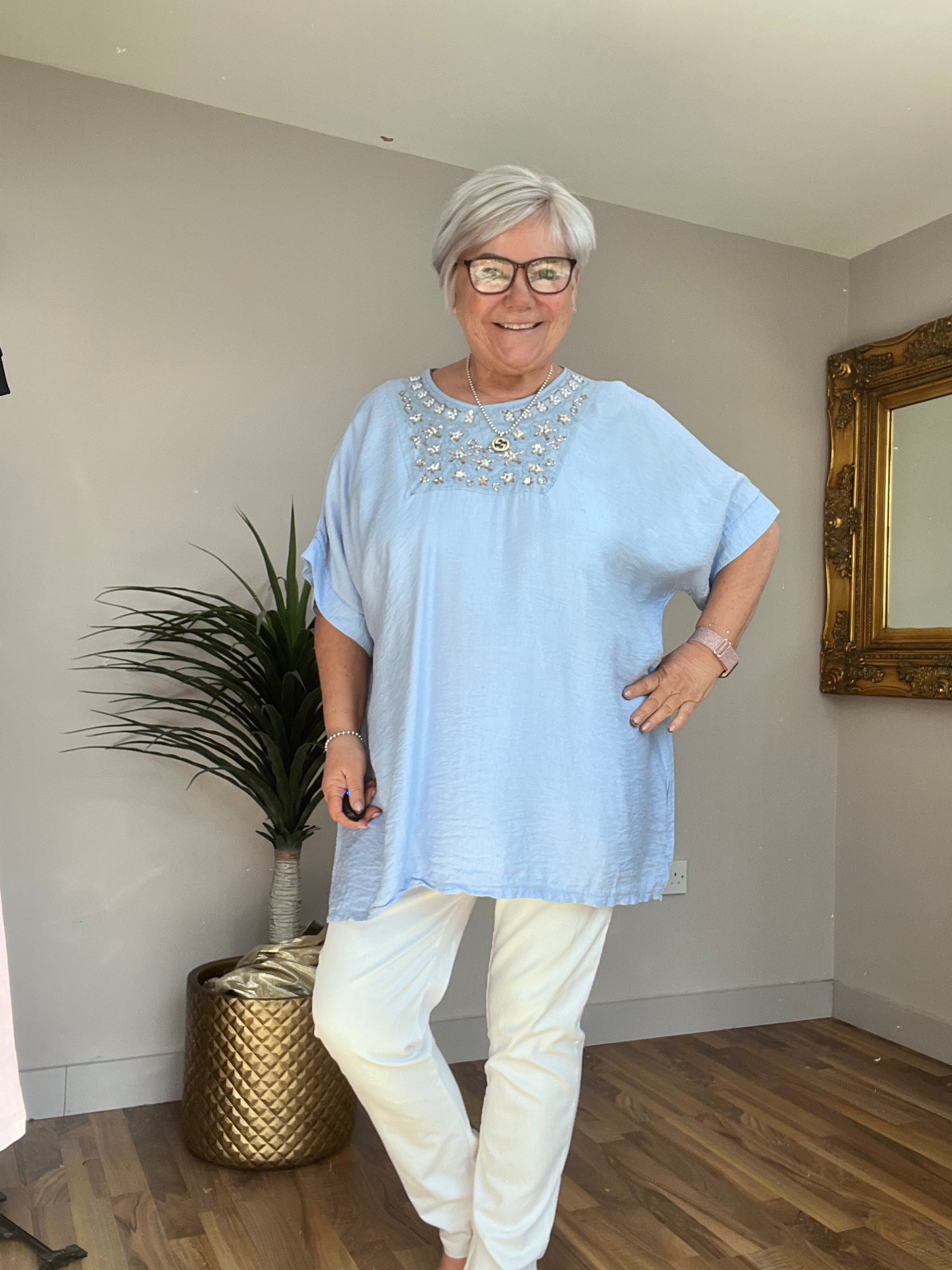 Pearl Detailed Cotten Top