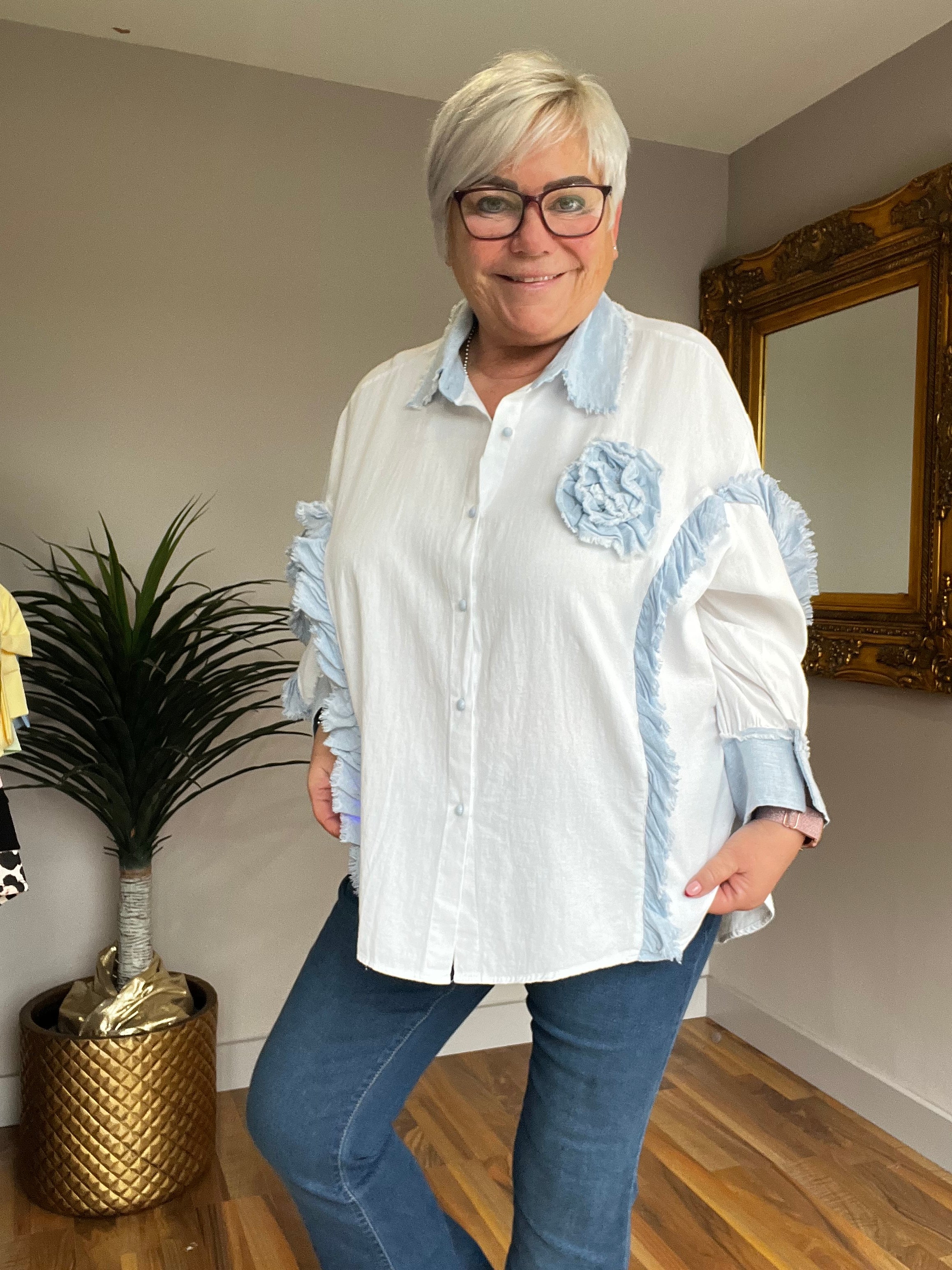 🔥 Sale No Return - Connie Corsage White Shirt