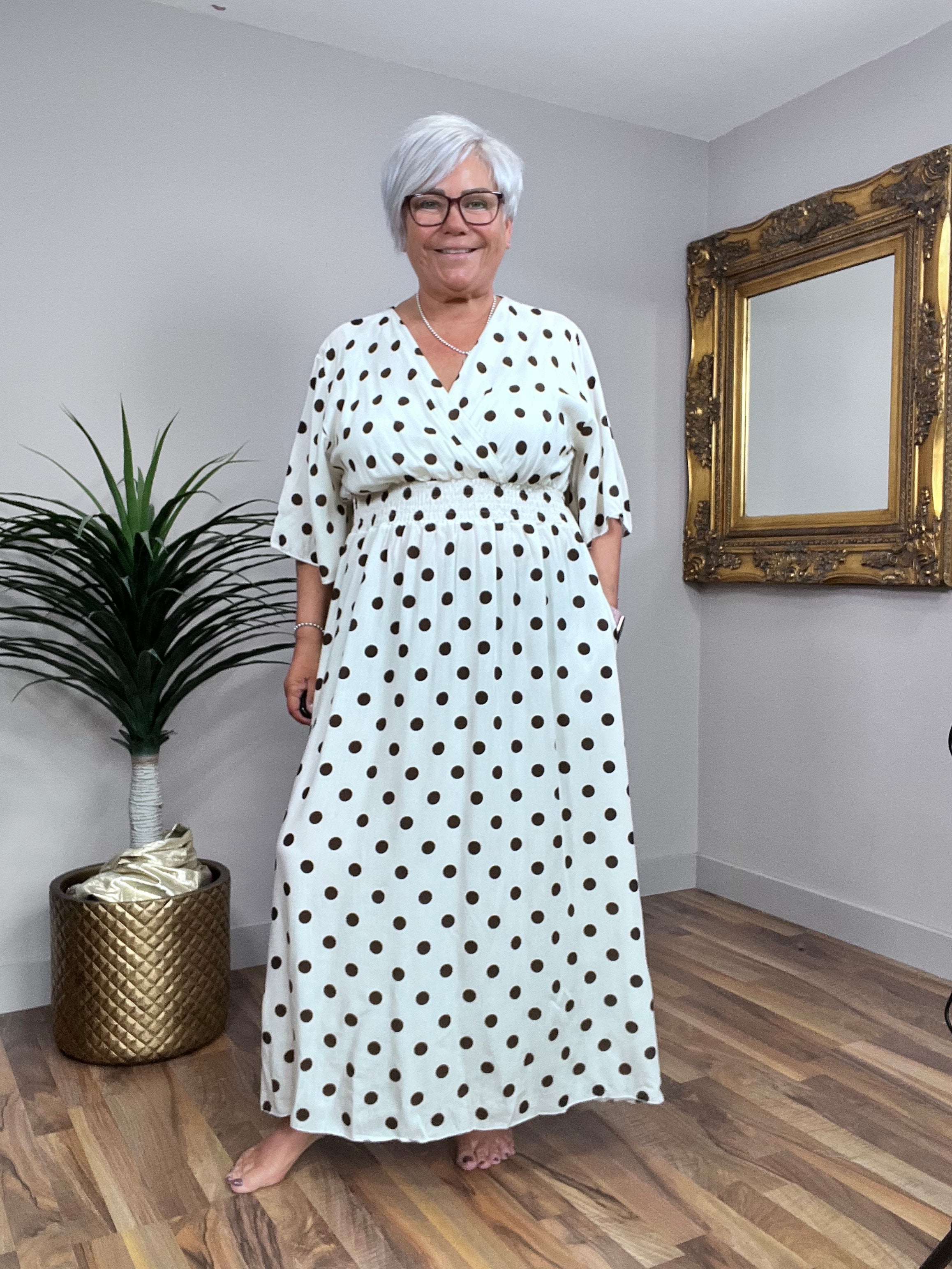 Polka Dot mock wrap Dress