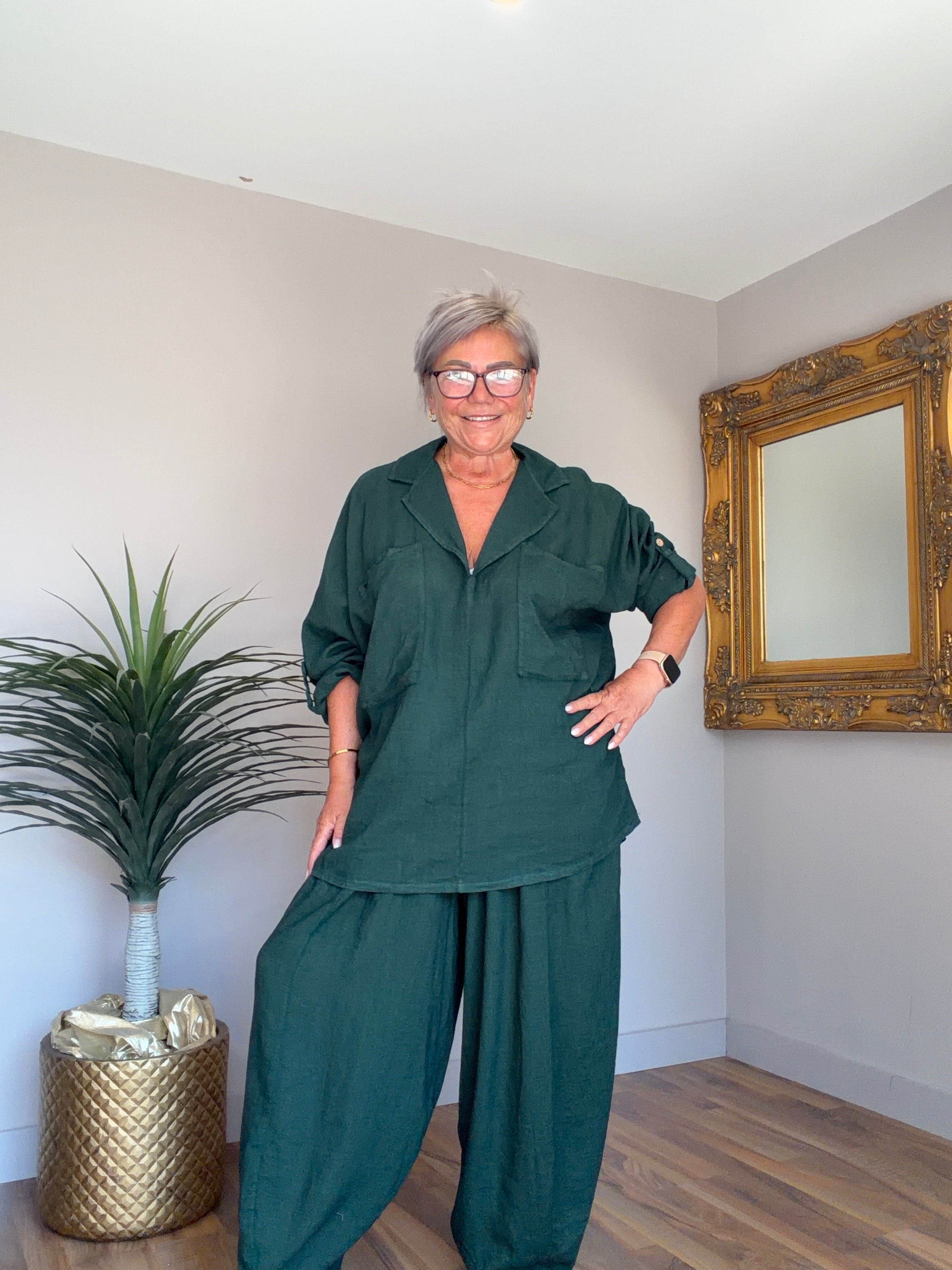 Lucinda Barrel Leg Linen Mix Pants (matching top available)