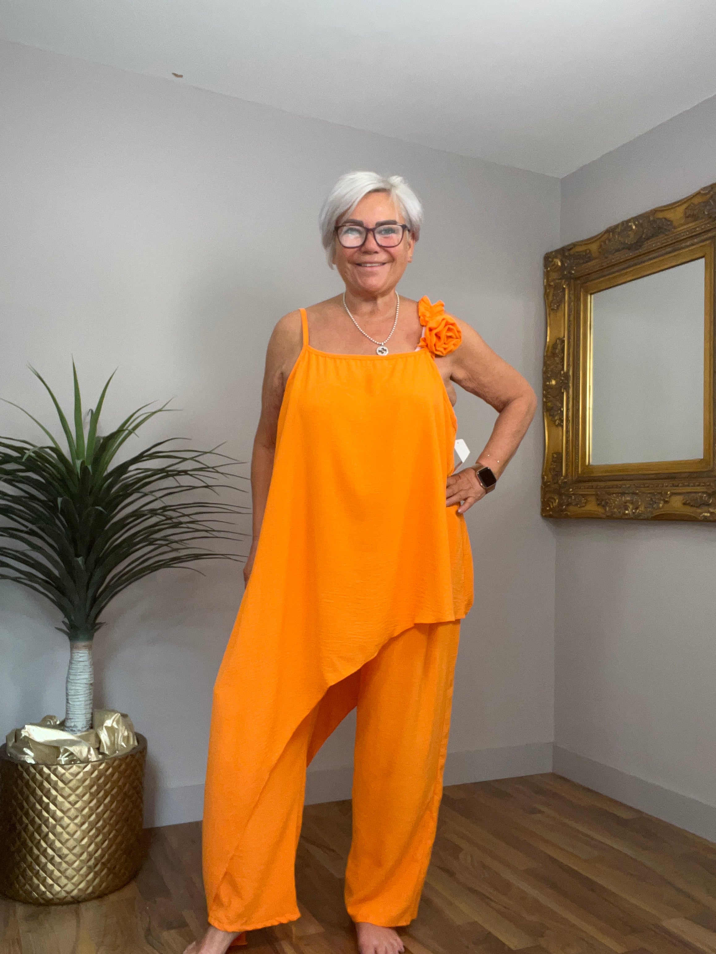 🔥 Sale No Return - Stunning Corsage Asymetric Top (Top Only)