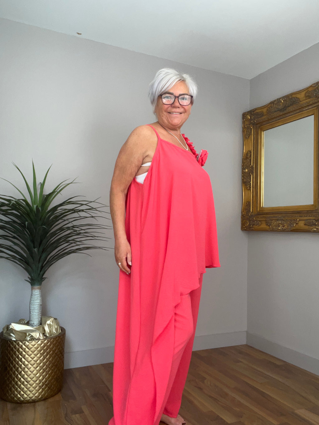 🔥 Sale No Return - Stunning Corsage Asymetric Top (Top Only)