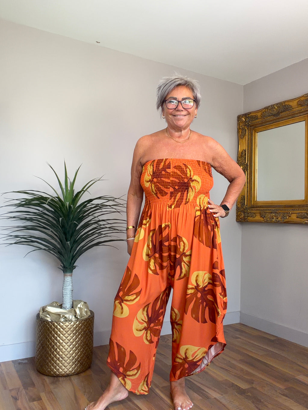 Lottie Leaf Print Jumpsuit