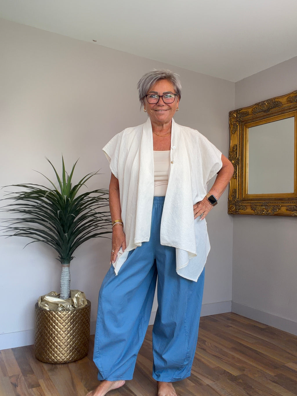 Trendy Linen Mix Crossover Jacket