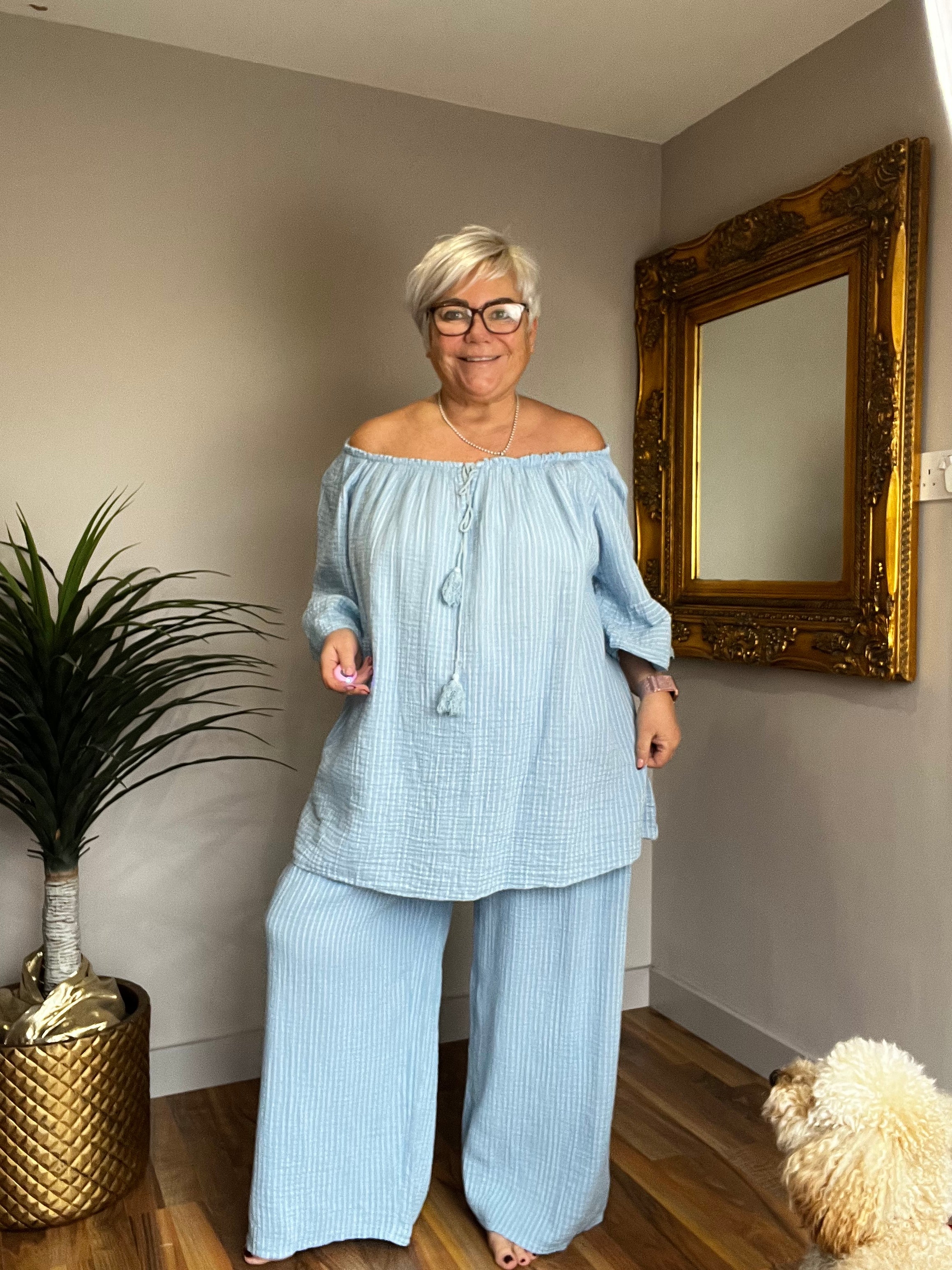 🔥 Sale No Return - Suzi Stripe Bardot Top Only