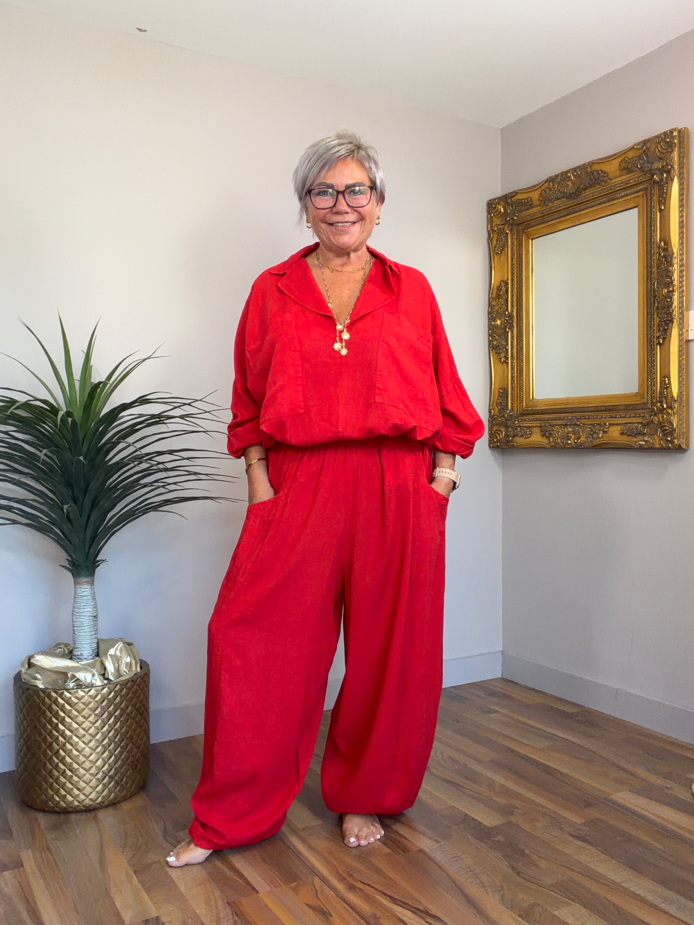 Lucinda Barrel Leg Linen Mix Pants (matching top available)