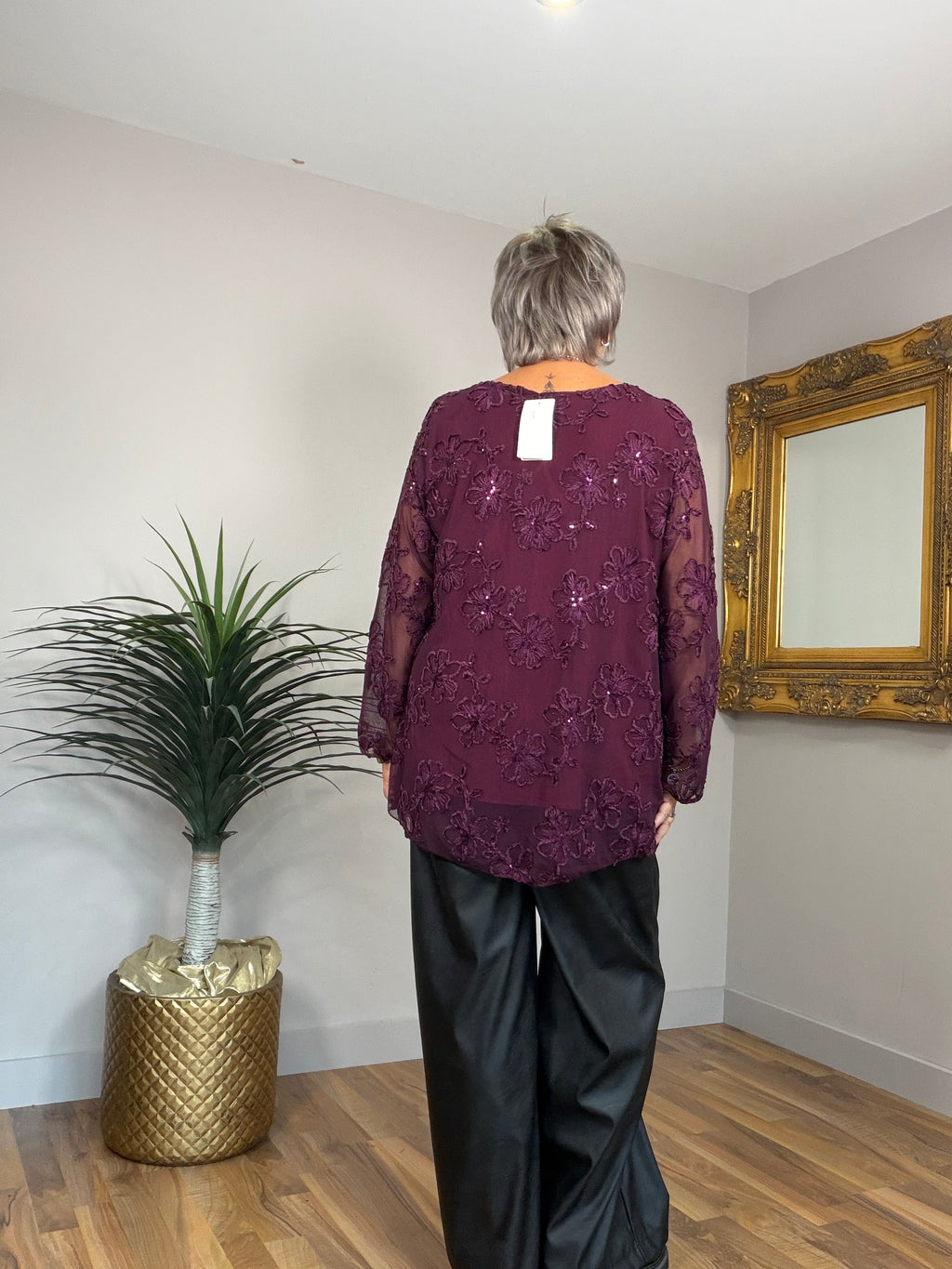 Embroidered Sheer Floral Top