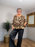 Animal Print Balloon Hem Top