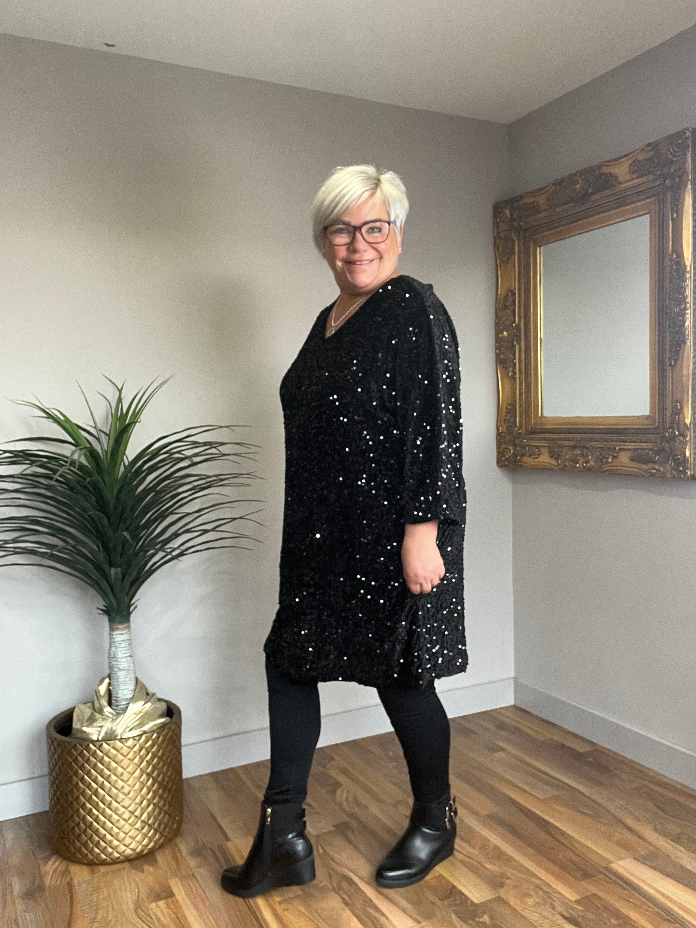 🔥 Sale No Return - Glitz Sequin Tunic Dress