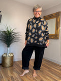Turtle Neck Animal Print Knit Top